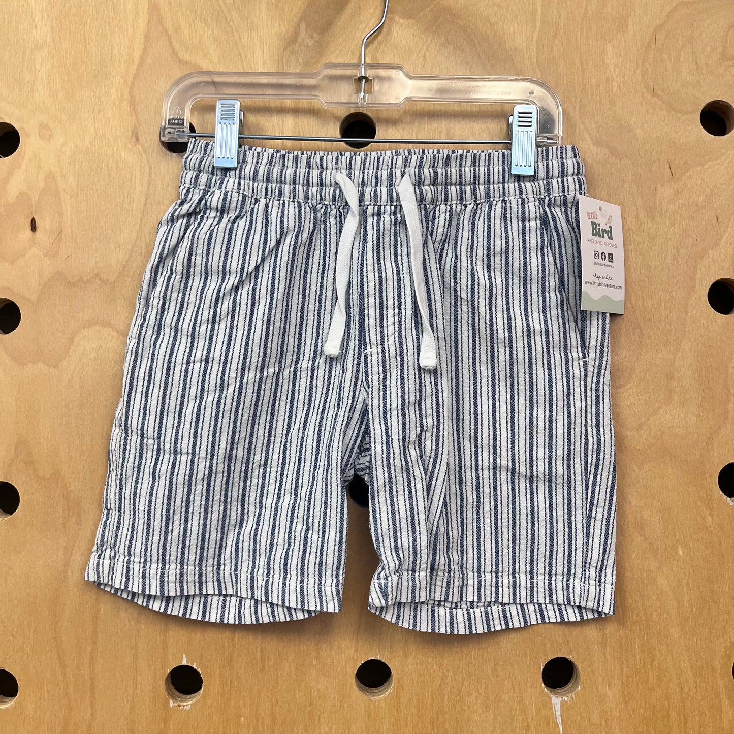 Blue/White Striped Drawstring Shorts