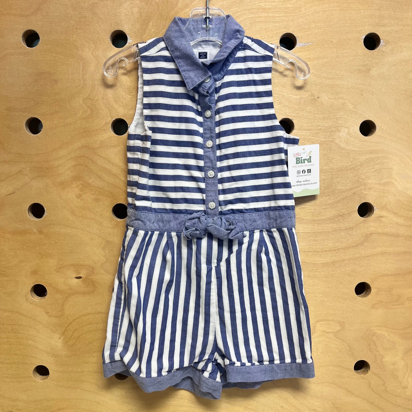 Blue/White Striped Romper