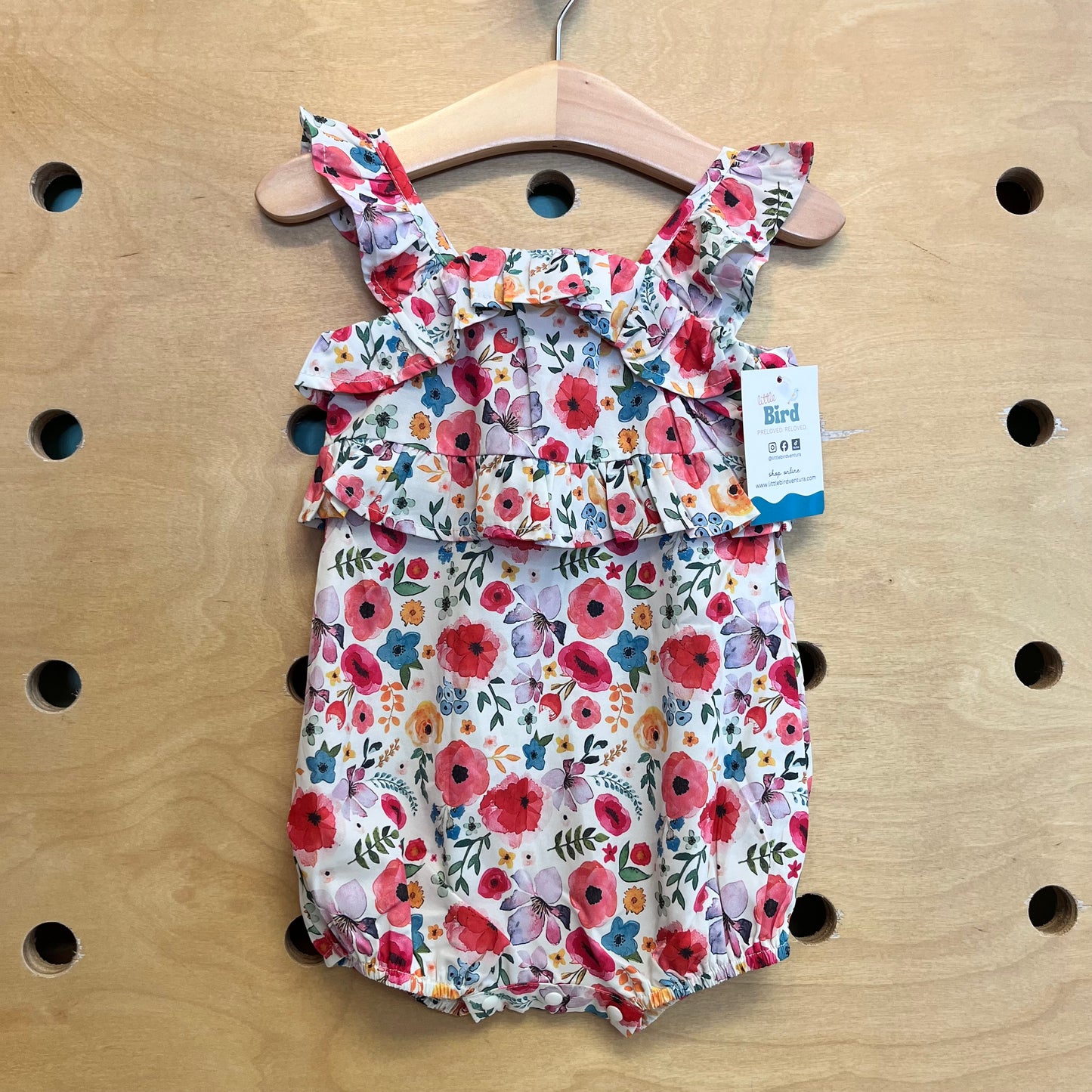 White/Pink Floral Tank Romper