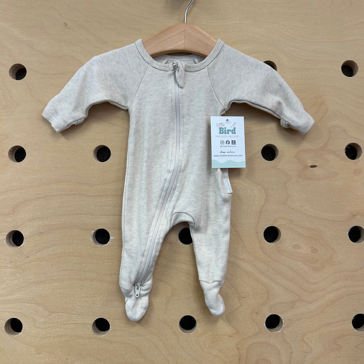 Organic Beige Zip Footies