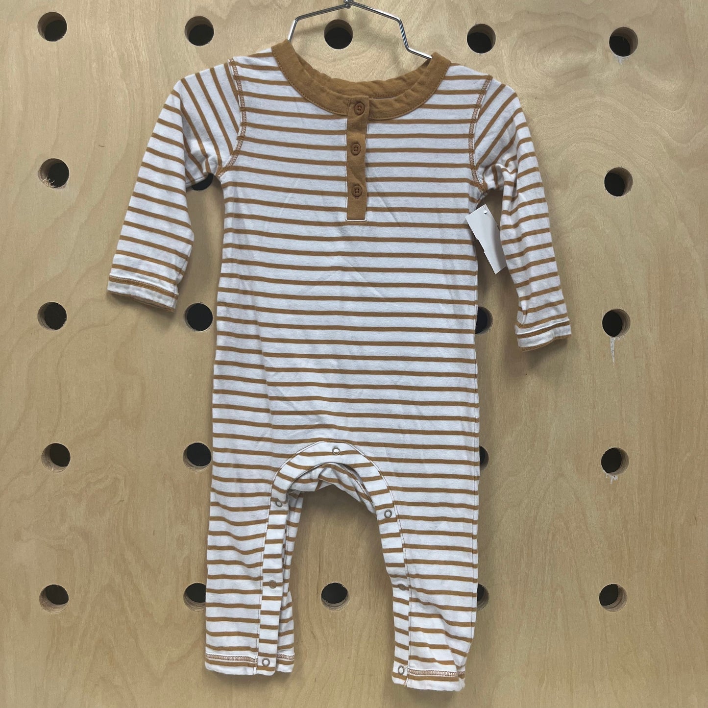 Gold Striped Henley Romper