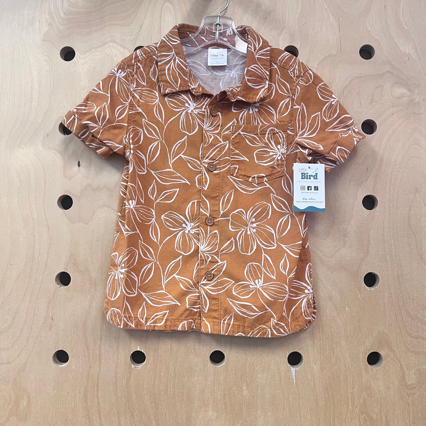Brown Floral Button Up