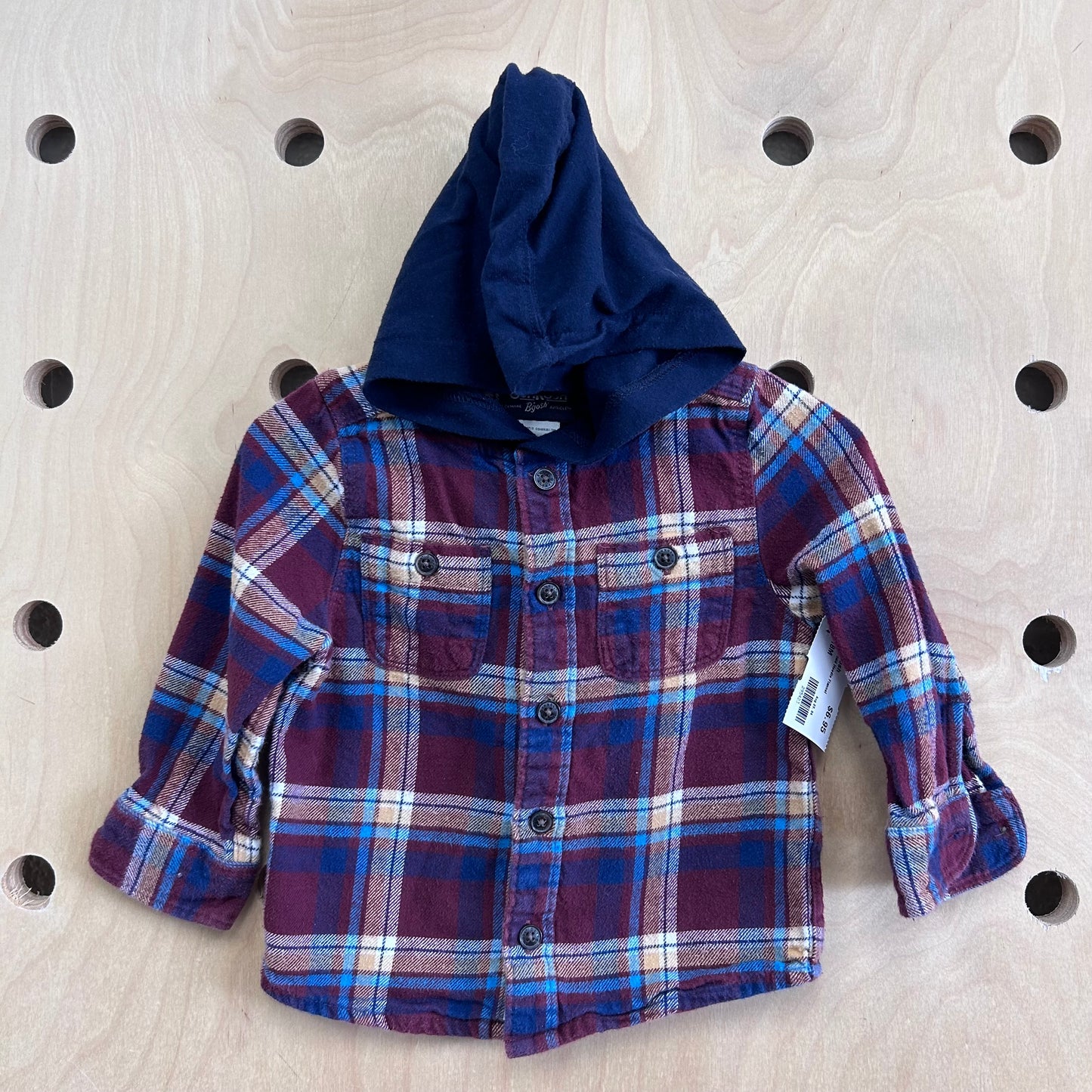 Maroon Plaid Hoodie Flannel