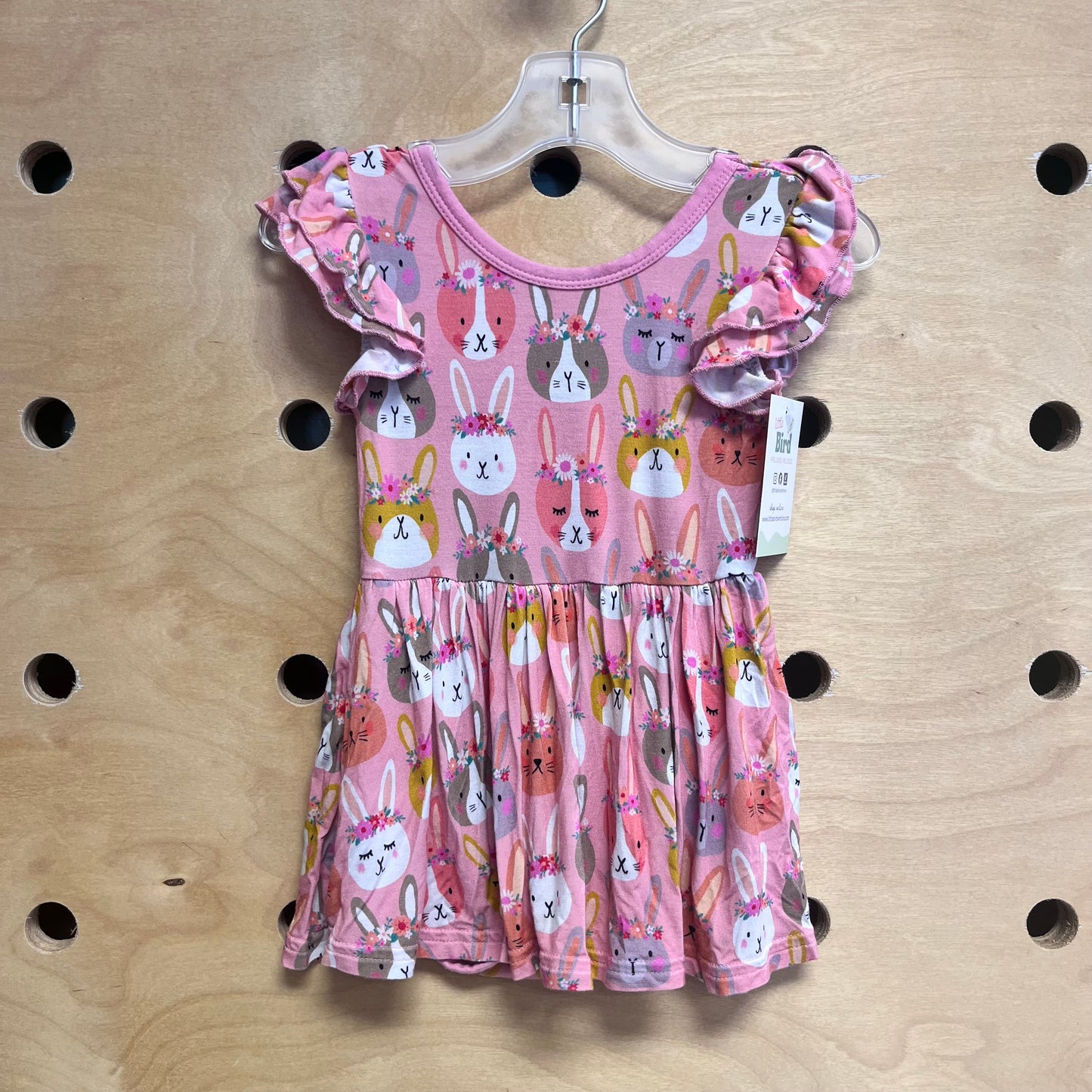 Pink Floral Bunnies Bamboo Romper Dress