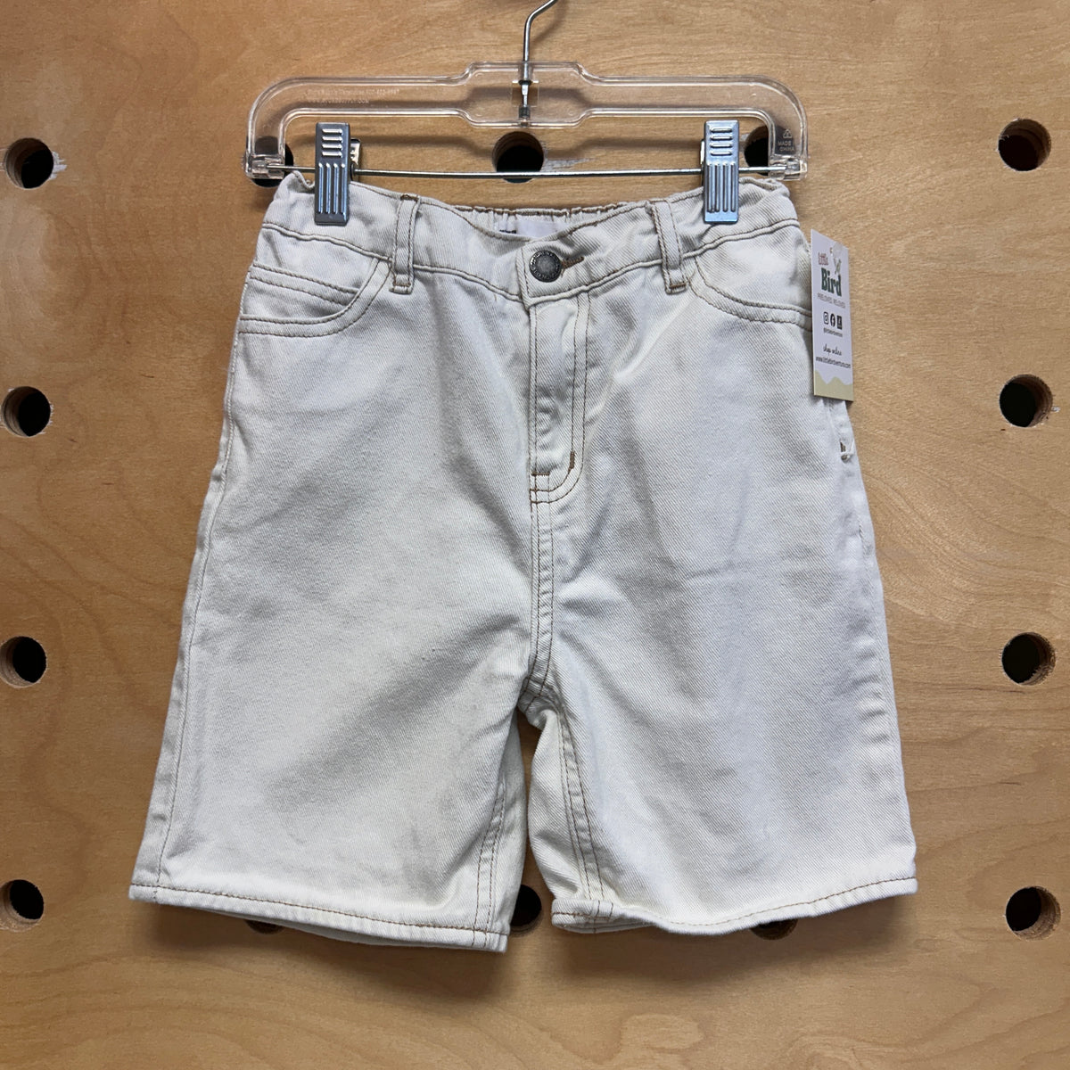 Cream Denim Shorts