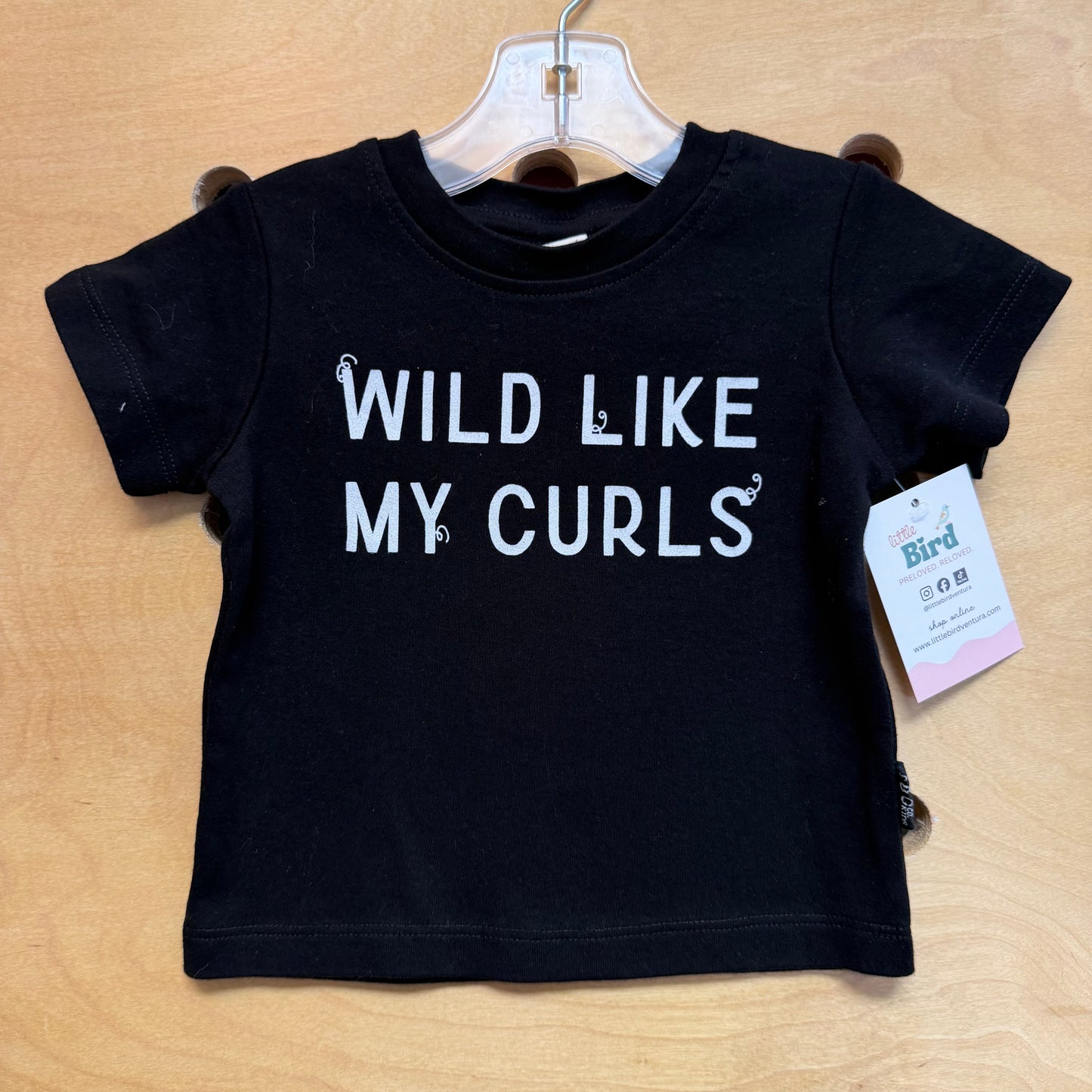Black 'Wild Like My Curls' Cotton Tee