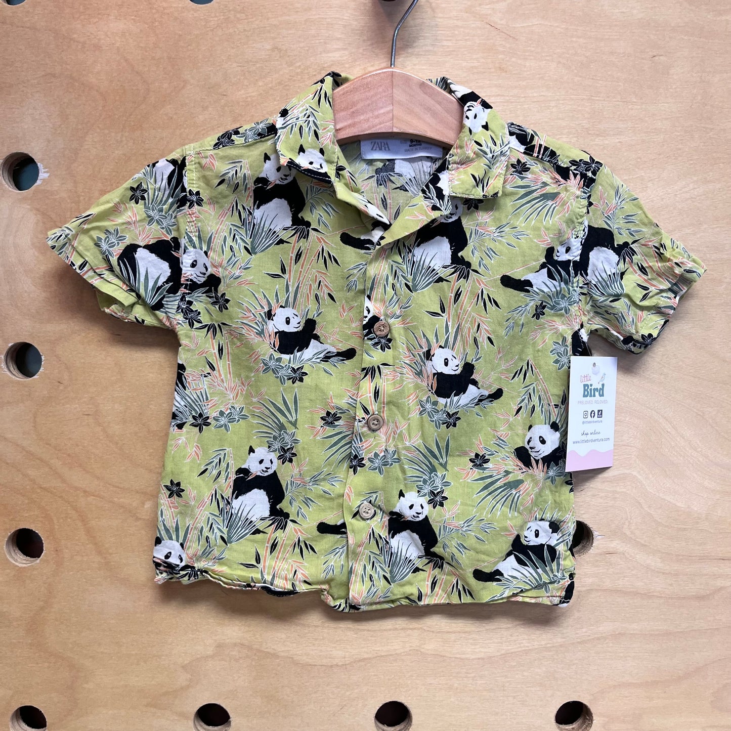 Green Pandas/Leaves Button Up