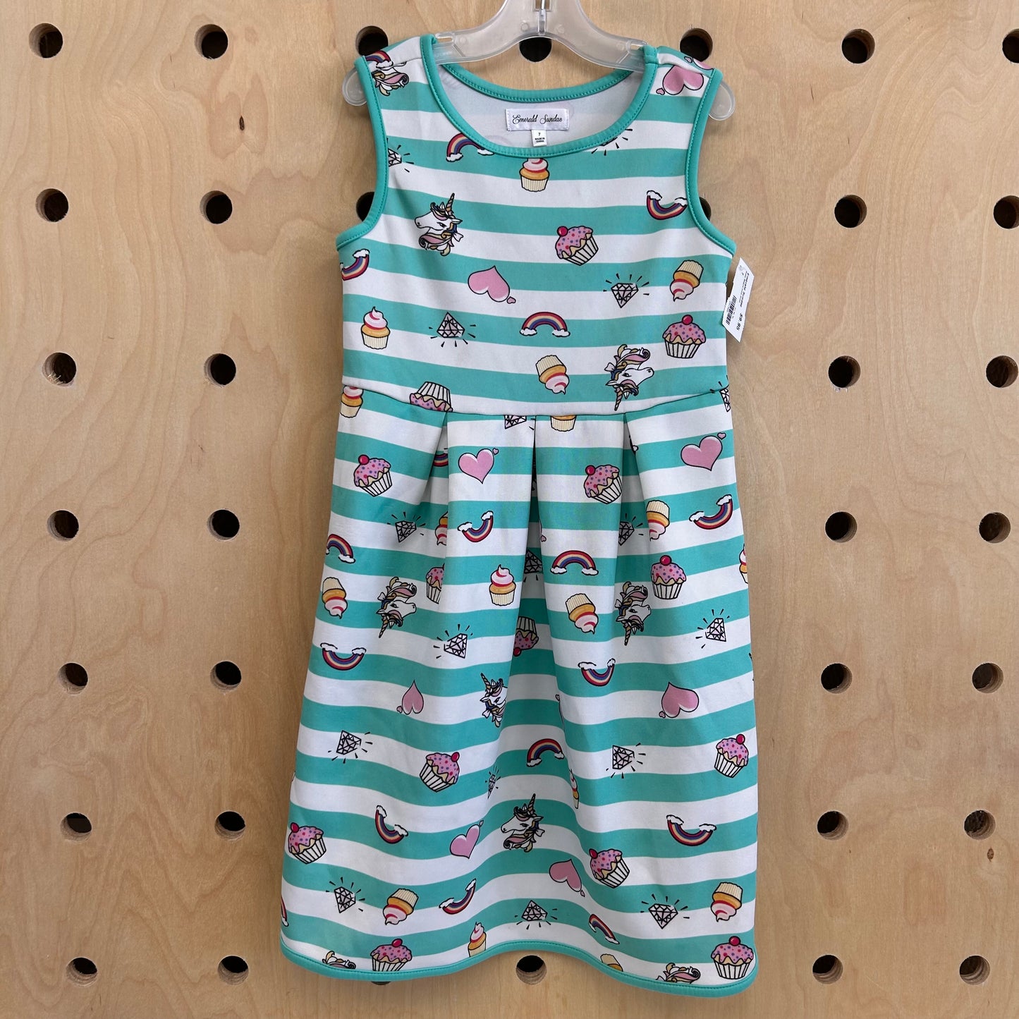 Green Striped Icons Dress