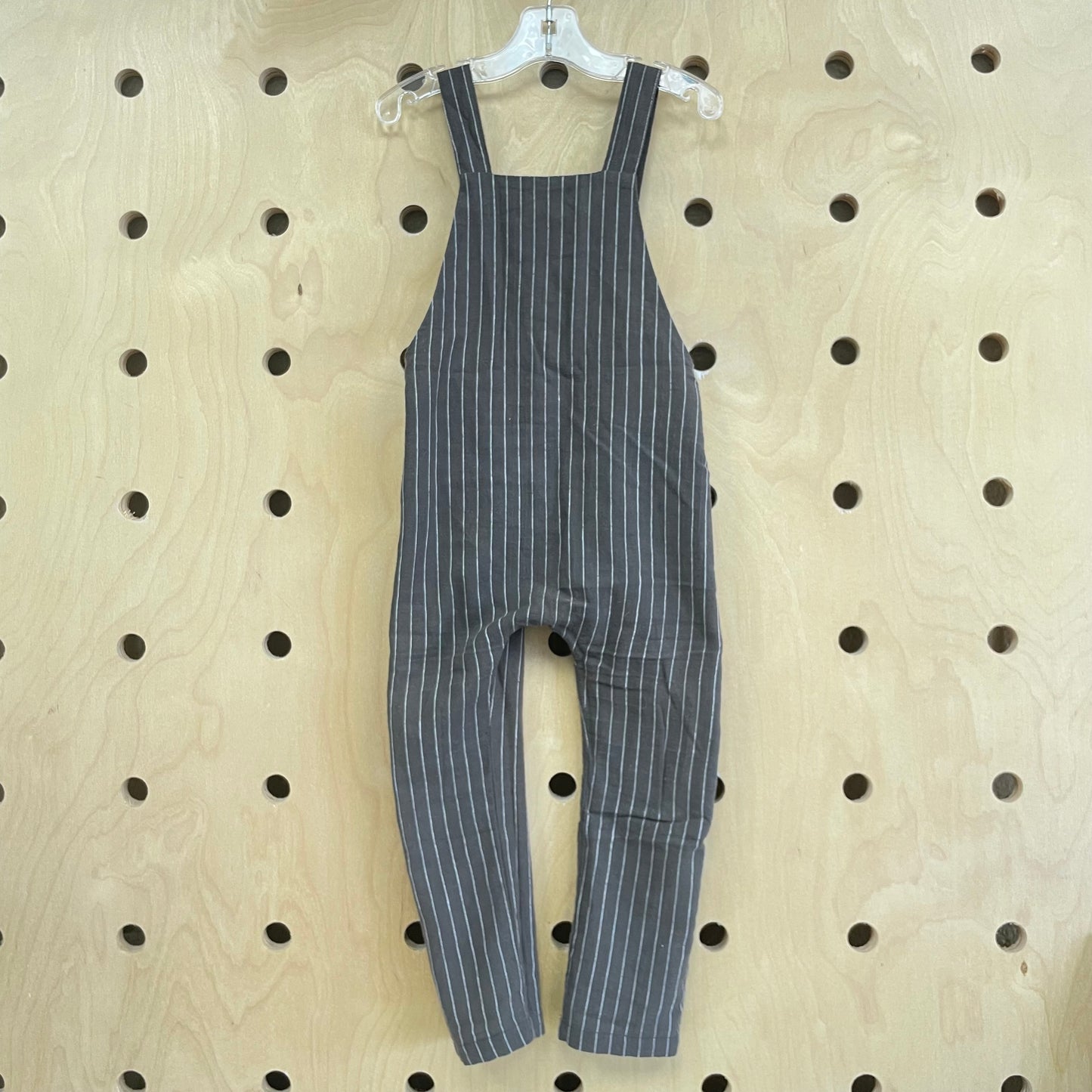 Grey Striped Linen Blend Romper