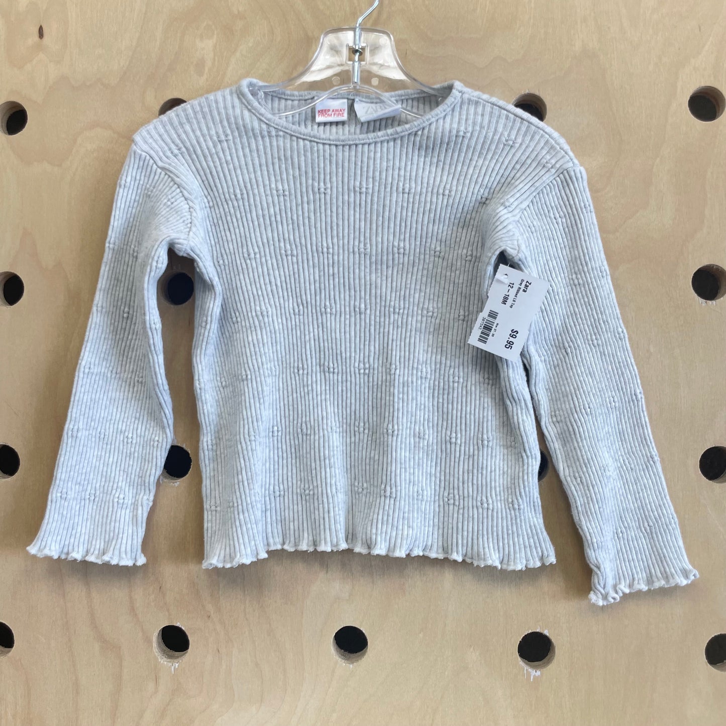 Grey Ribbed LS Top