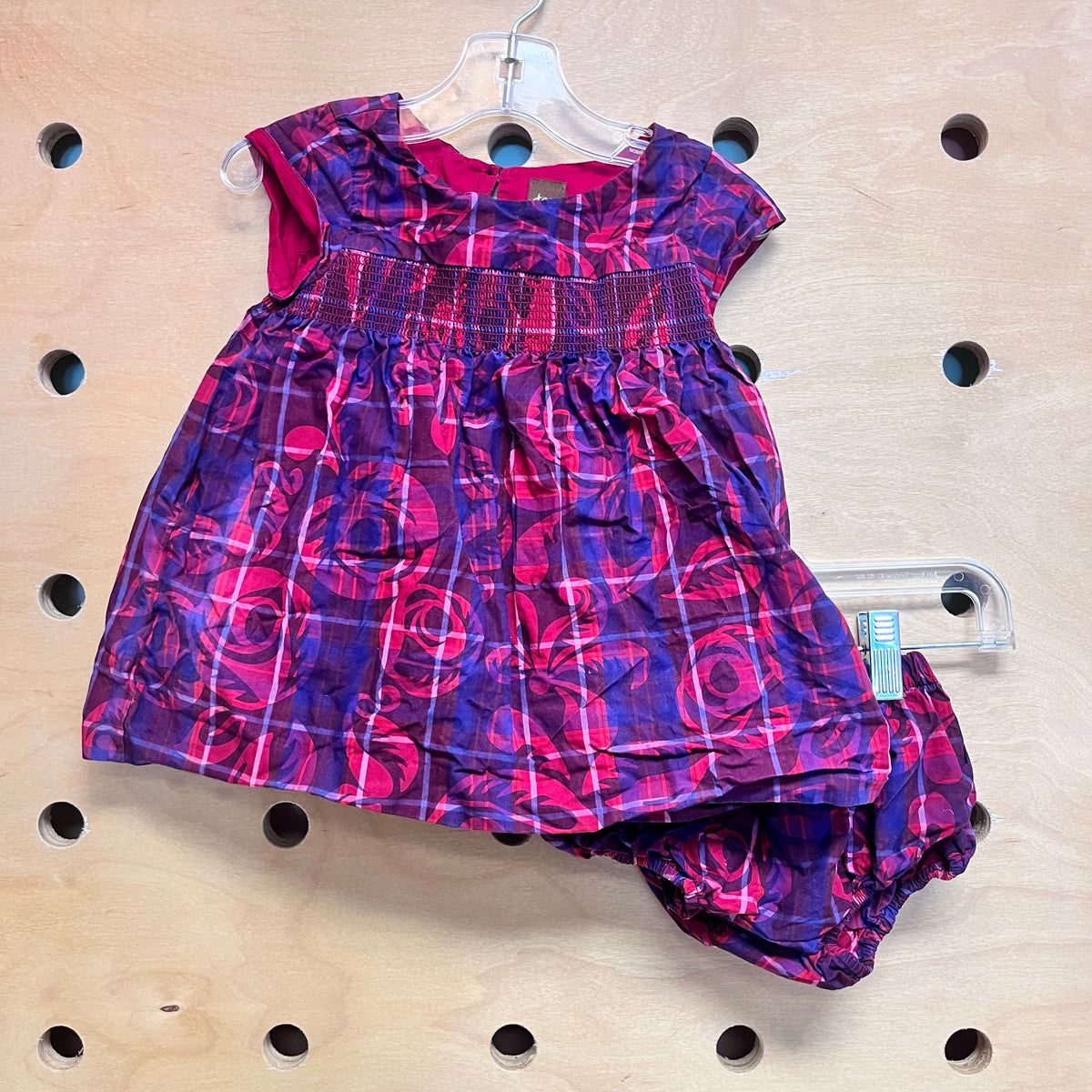 Red/Purple Smocked Floral Dress