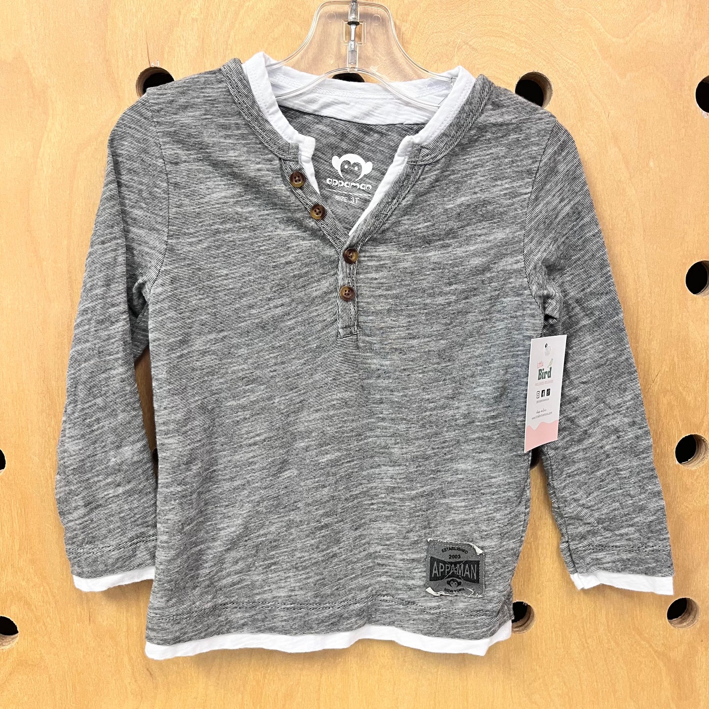 Grey & White Henley