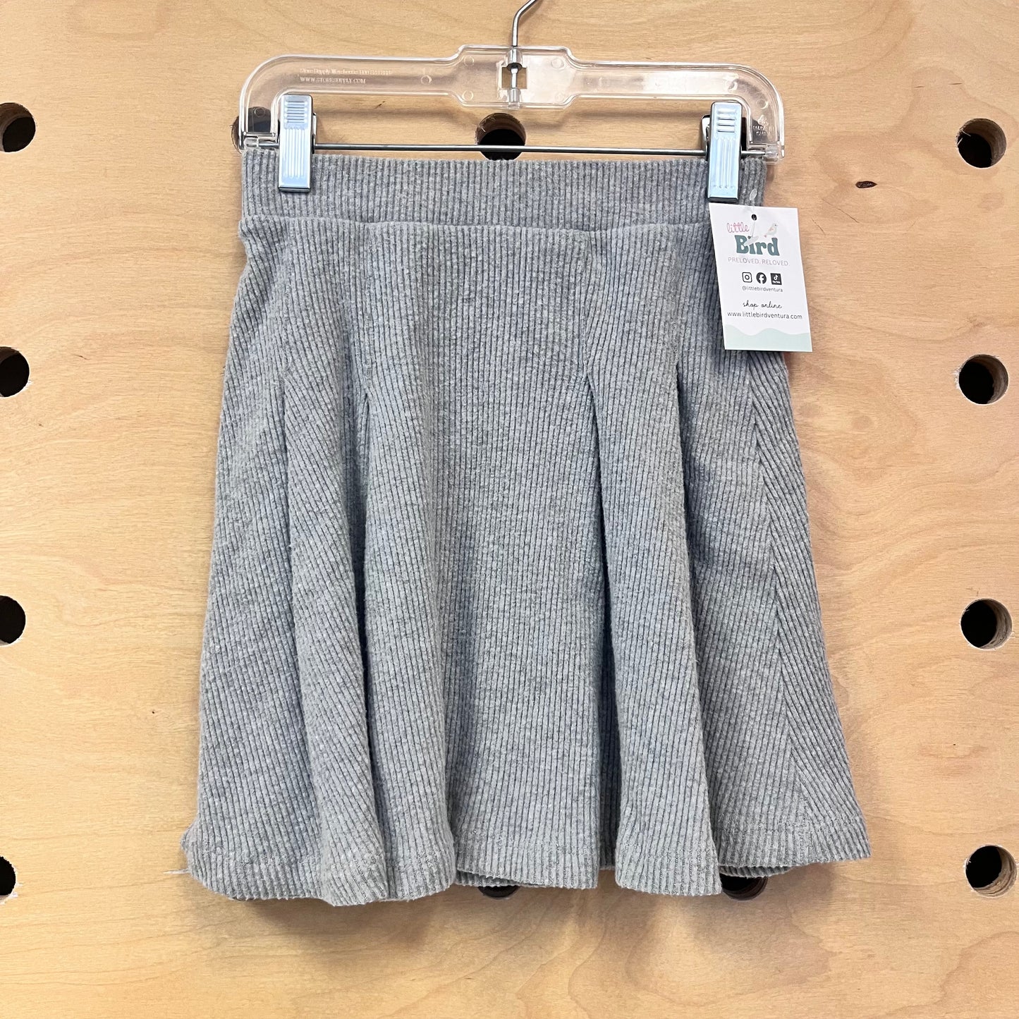 Grey Ribbed Pleated Fleece Skirt