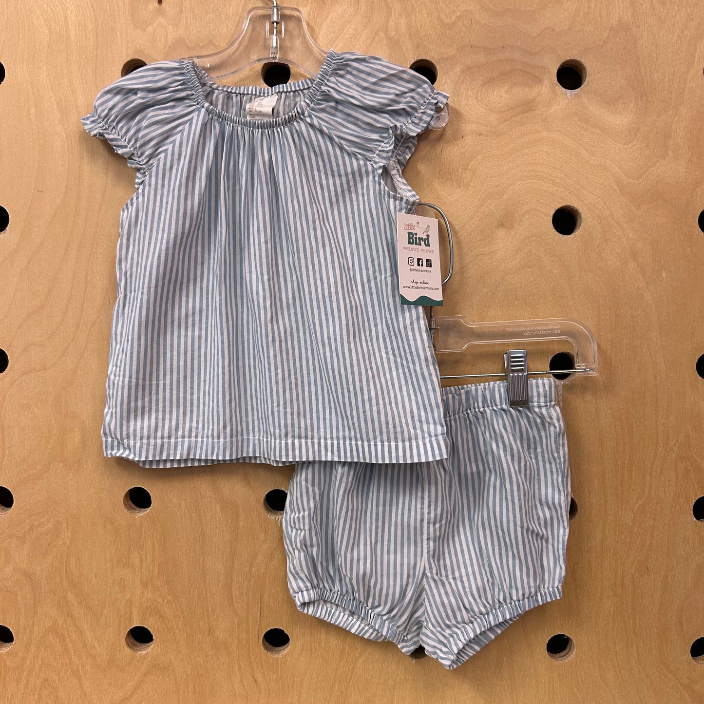 Blue Striped Top & Shorts