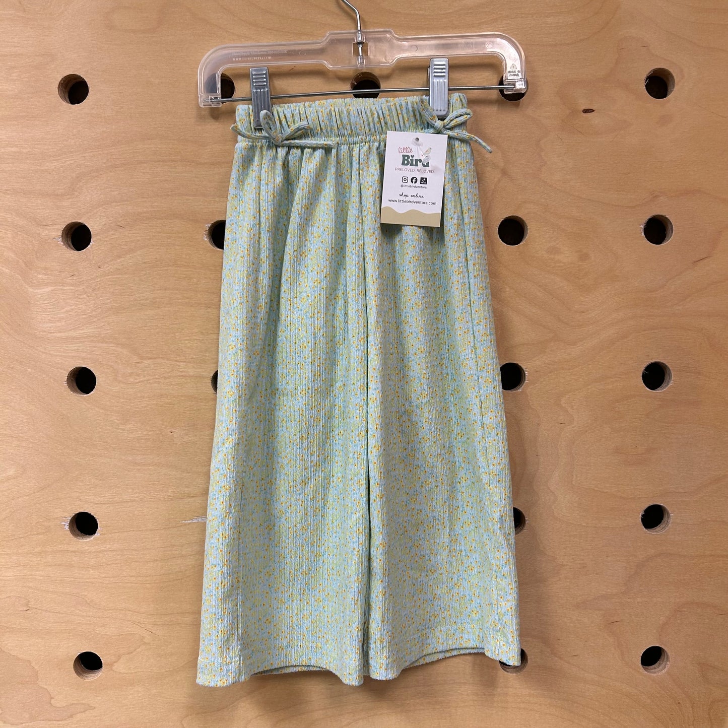 Green & Yellow Floral Textured Pants