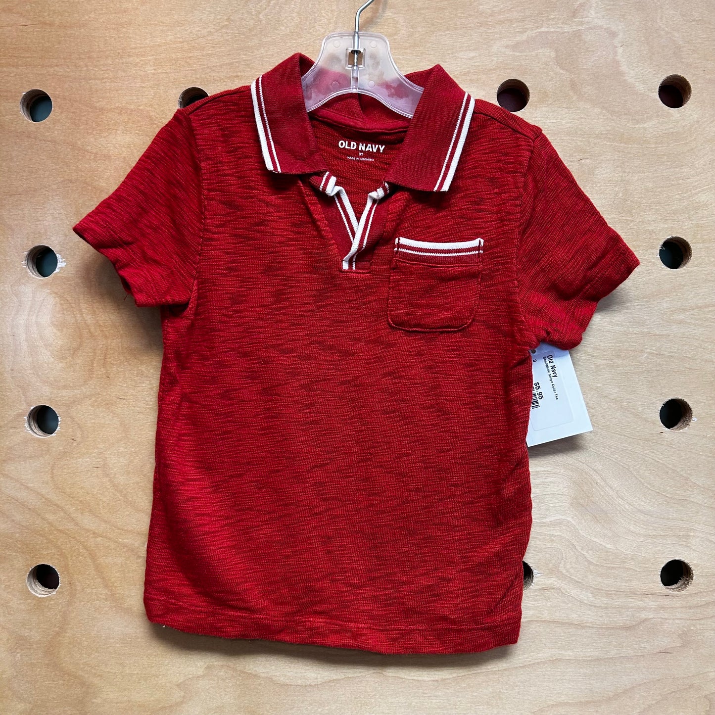 Red/White Stripe Collar Tee