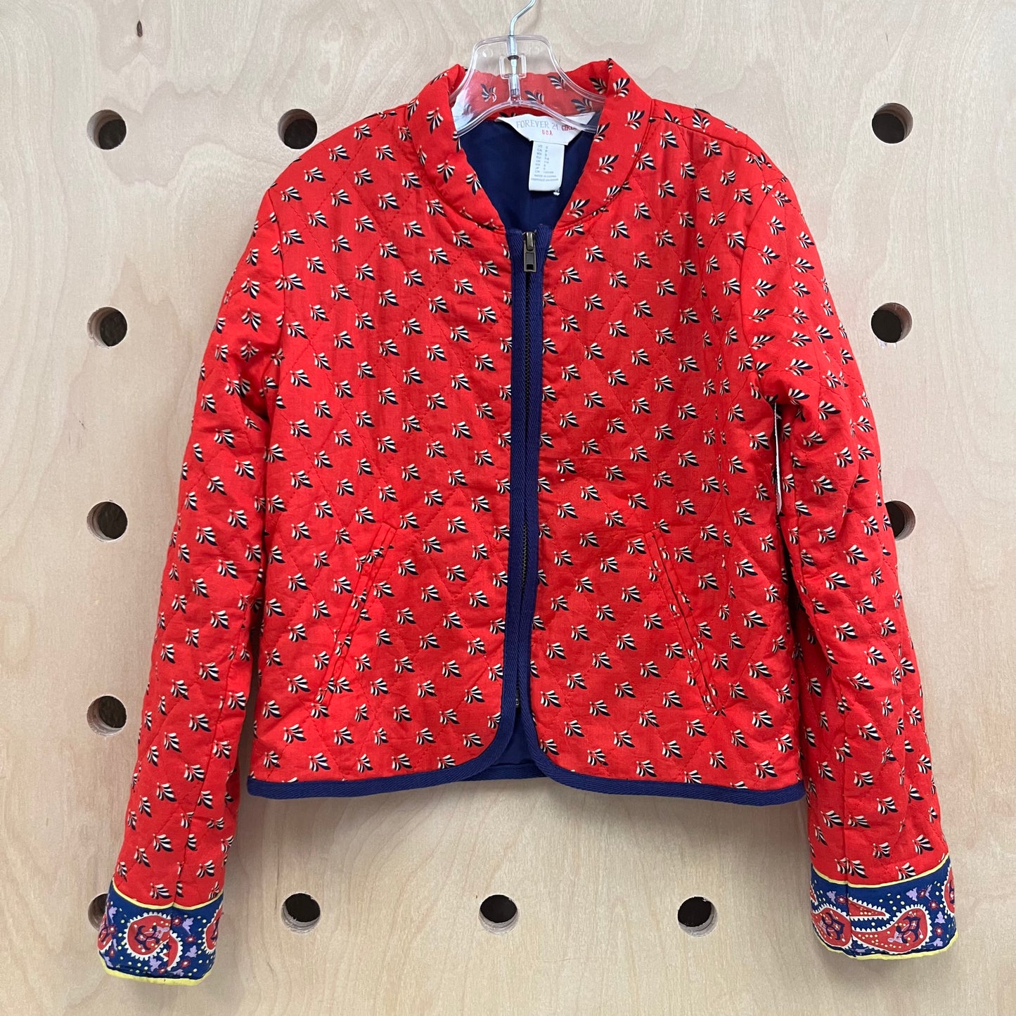 Red+Navy Quilted Paisley Jacket