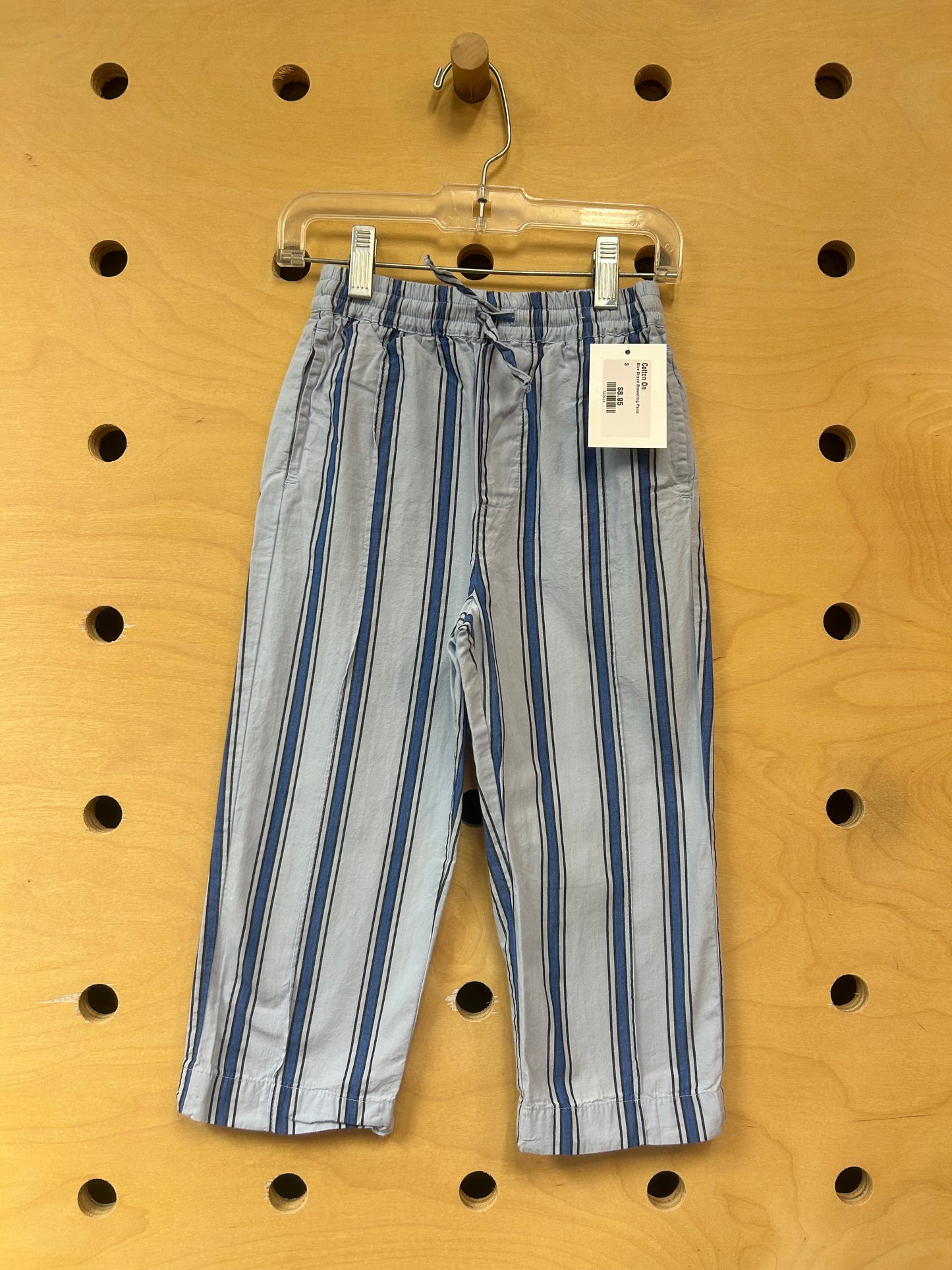 Blue Striped Drawstring Pants