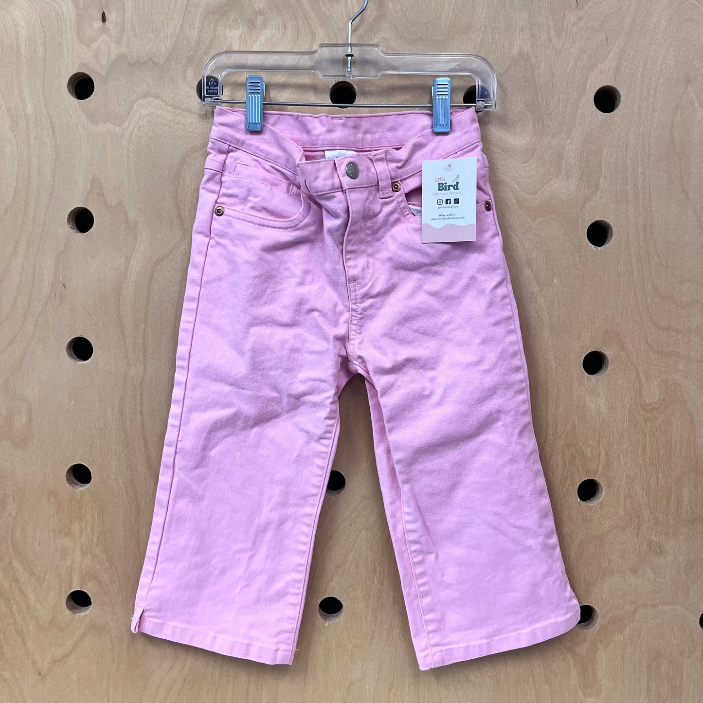 Pink Wide Leg Crop Denim