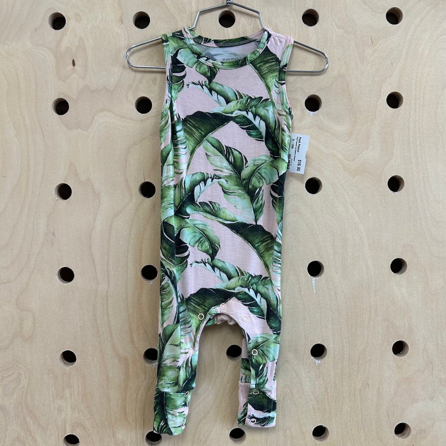 Pink Tropical Leaf Bamboo Romper