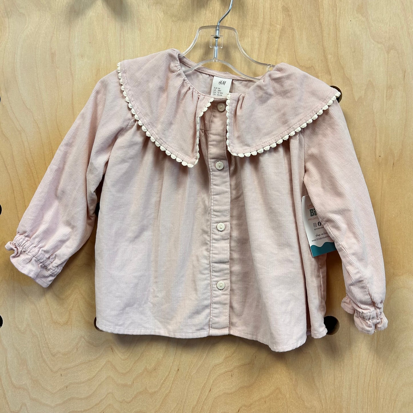 Pink Ribbed Button Top