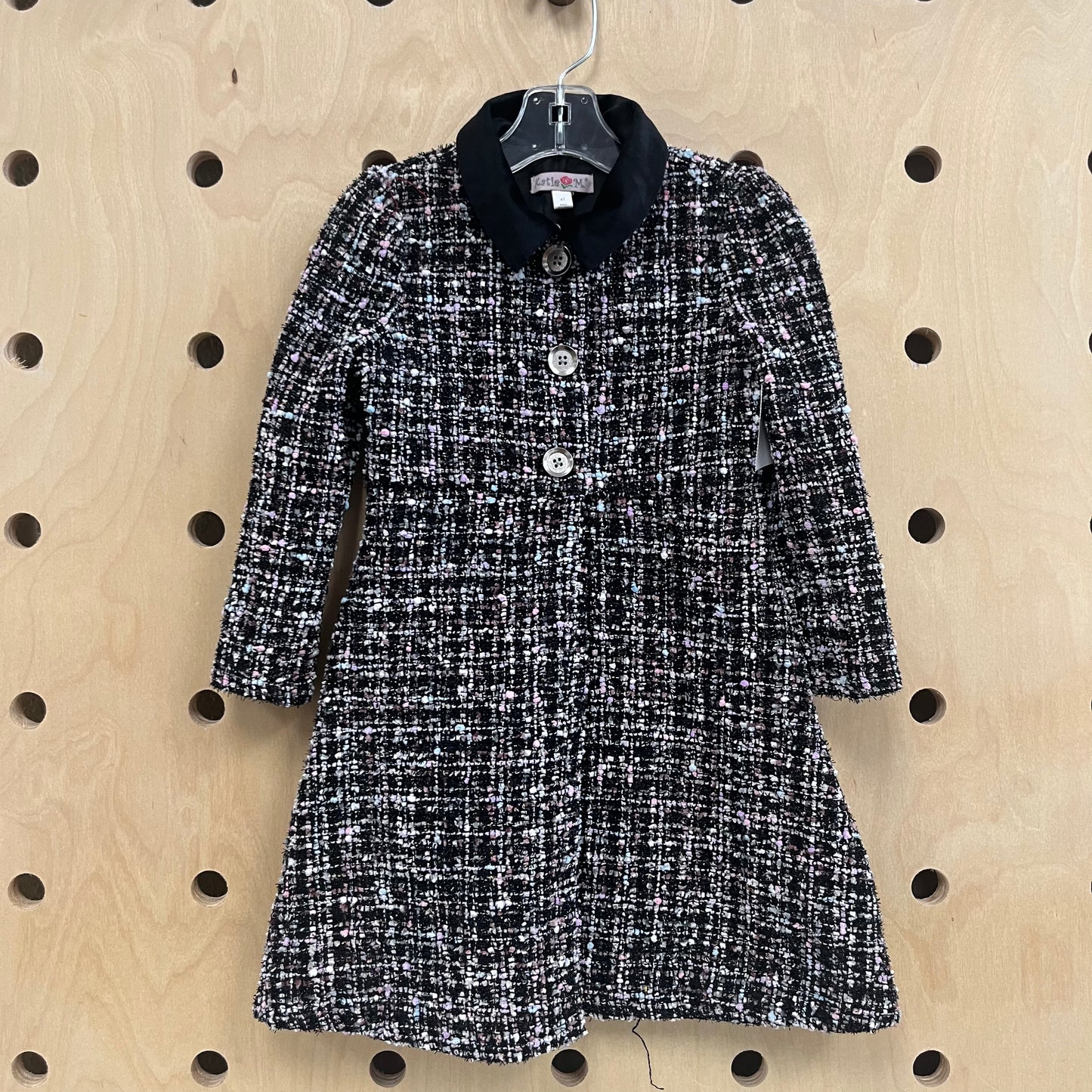 Black+Colorful Chunky Knit Coat