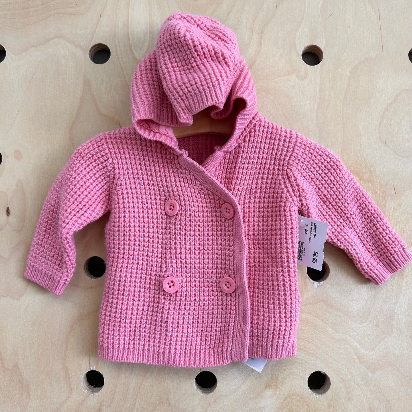 Pink Waffle Knit Sweater