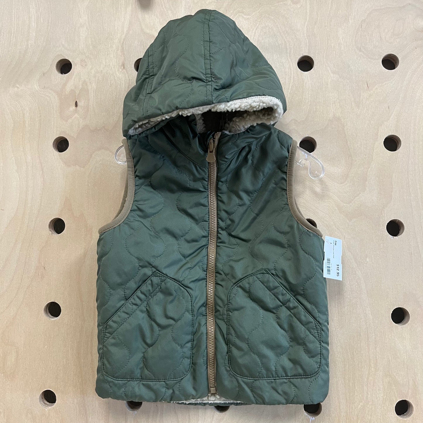Green Sherpa Lined Vest