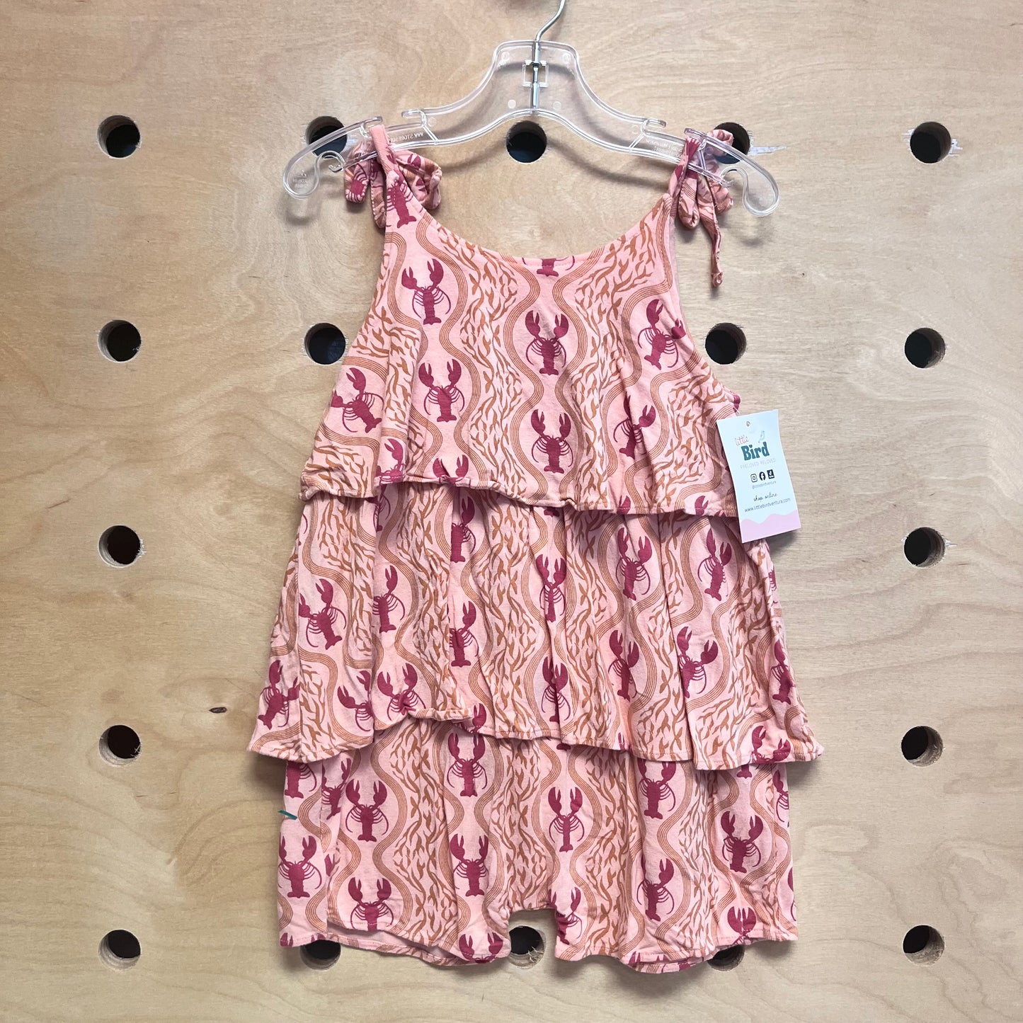 Peach/Red Bamboo Lobster Romper