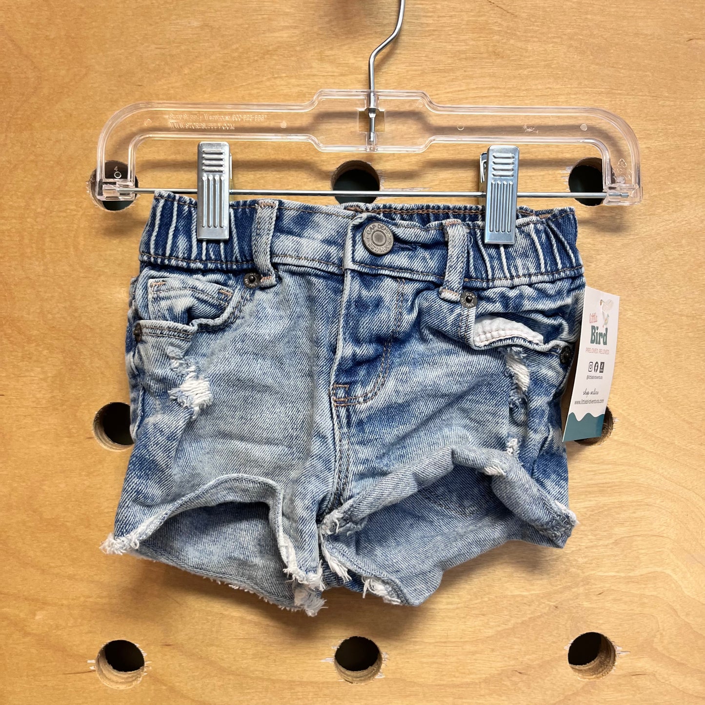 Distressed Light Wash Denim Shorts