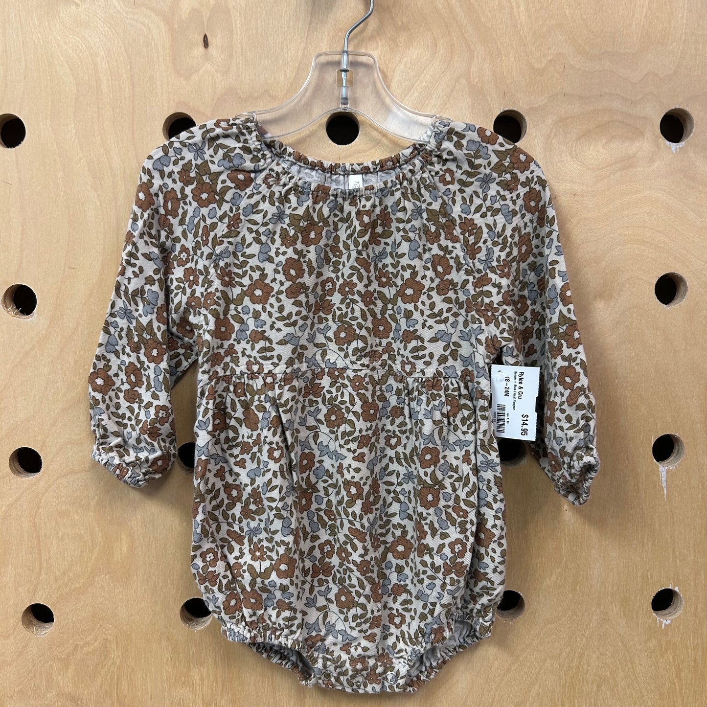 Brown + Blue Floral Romper