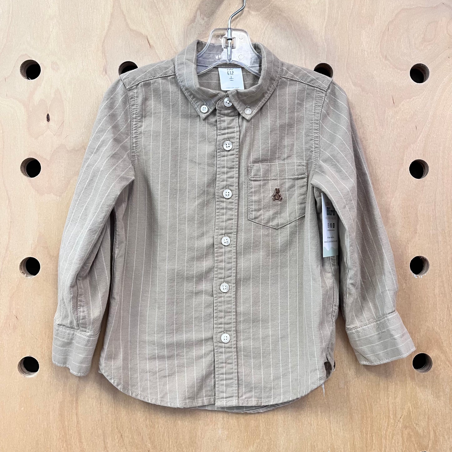 Tan Striped Button Up