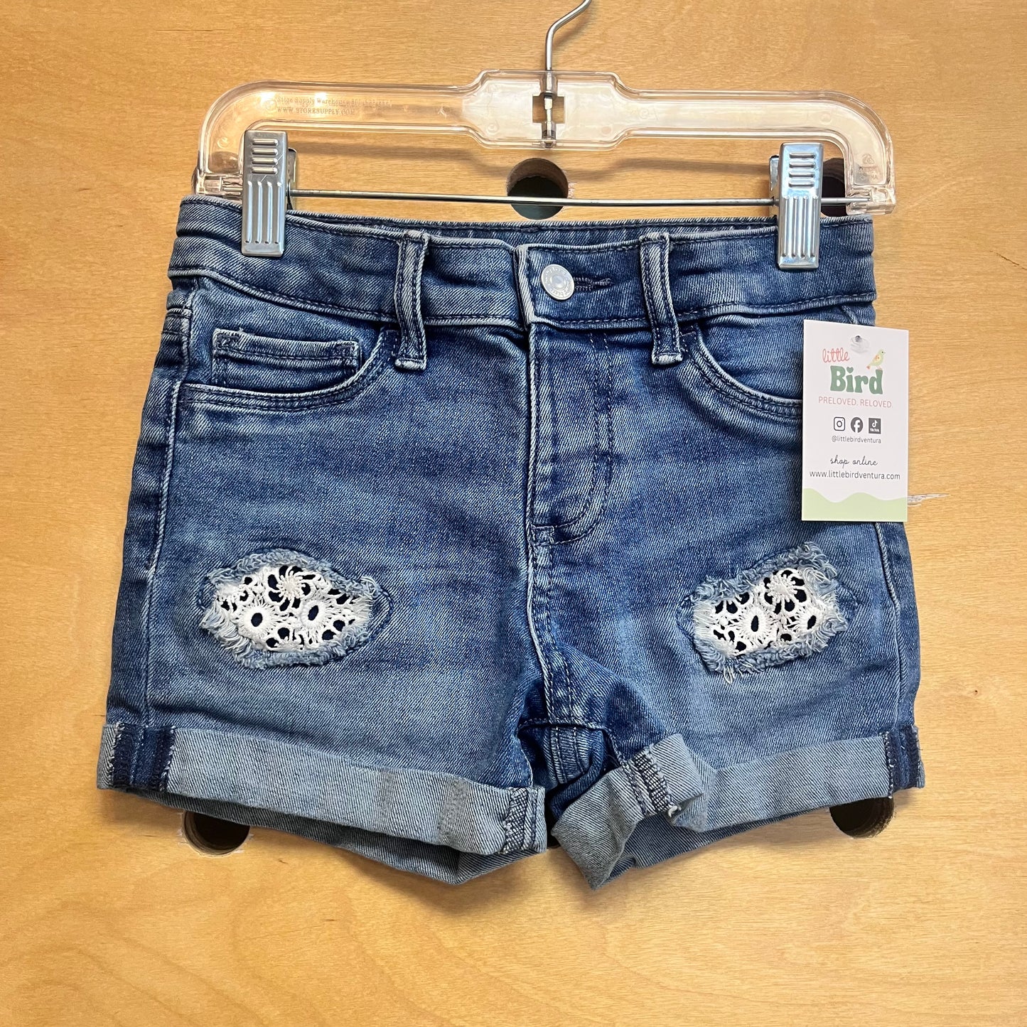 Cuffed Lace Pocket Denim Shorts
