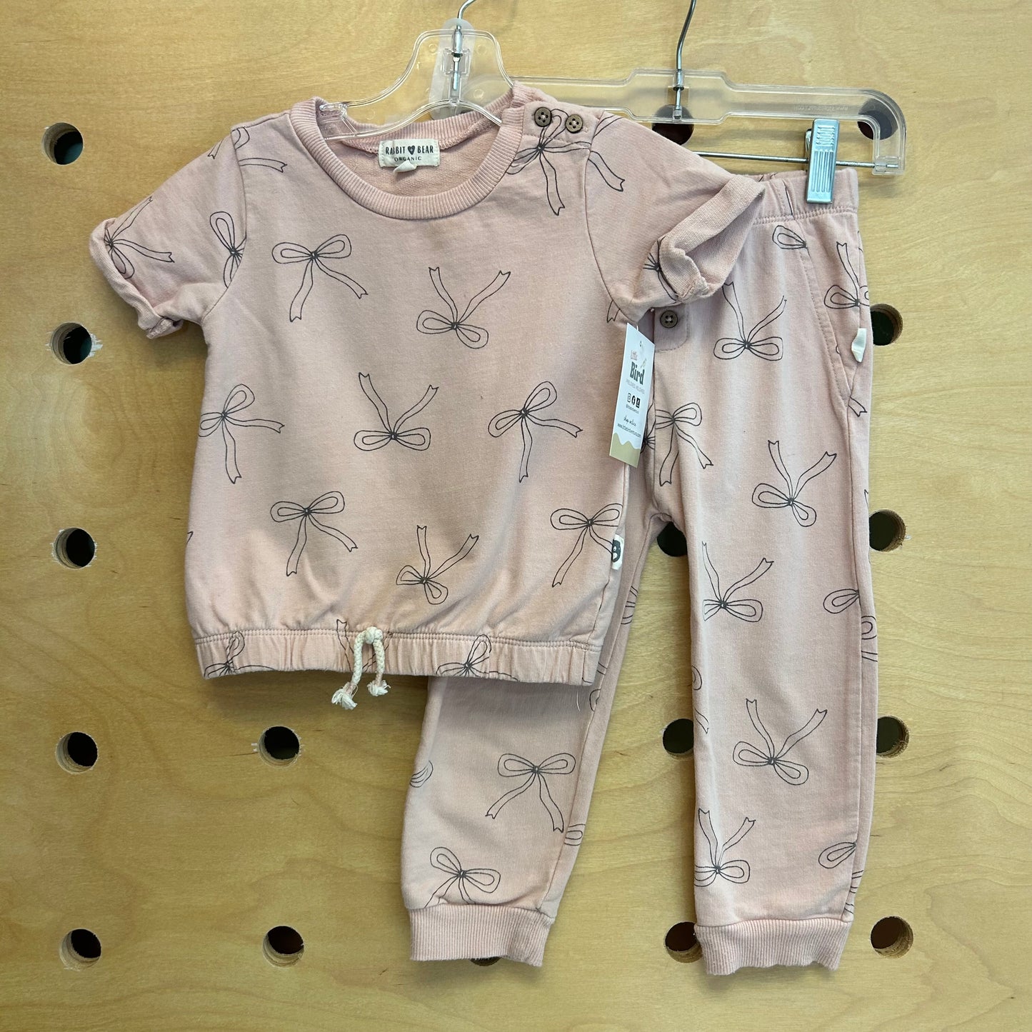 Organic Pink/Grey Bows Outfit