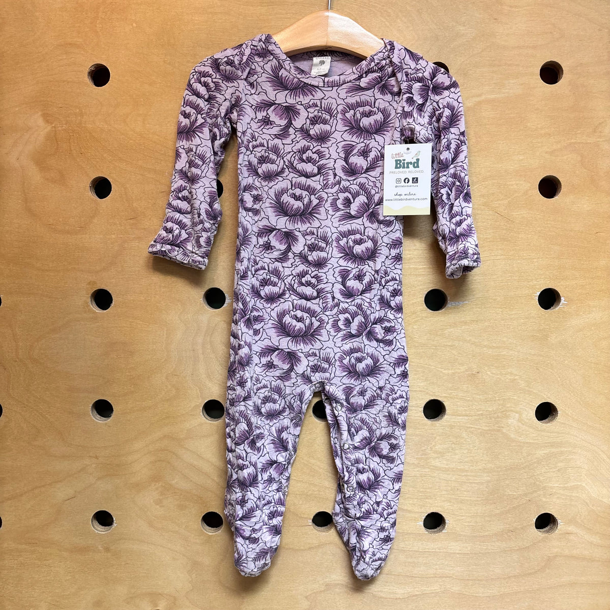 Purple Floral Bamboo Snap Footies