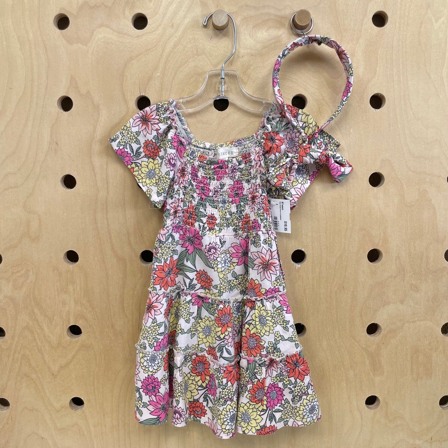Pink Floral Dress w/ Headband