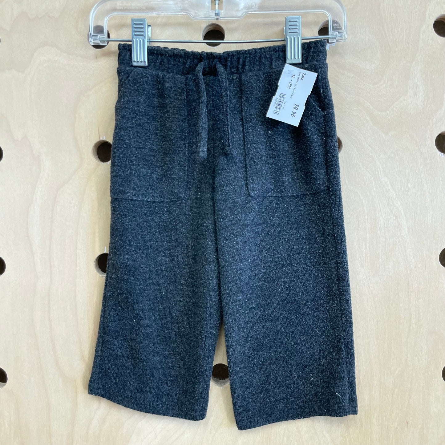 Grey Wide Leg Fleece Pants