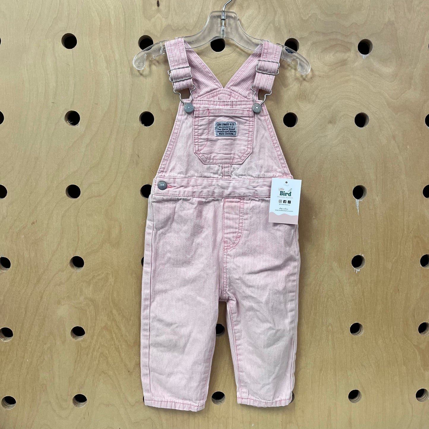Pink Railroad Stripe Overalls