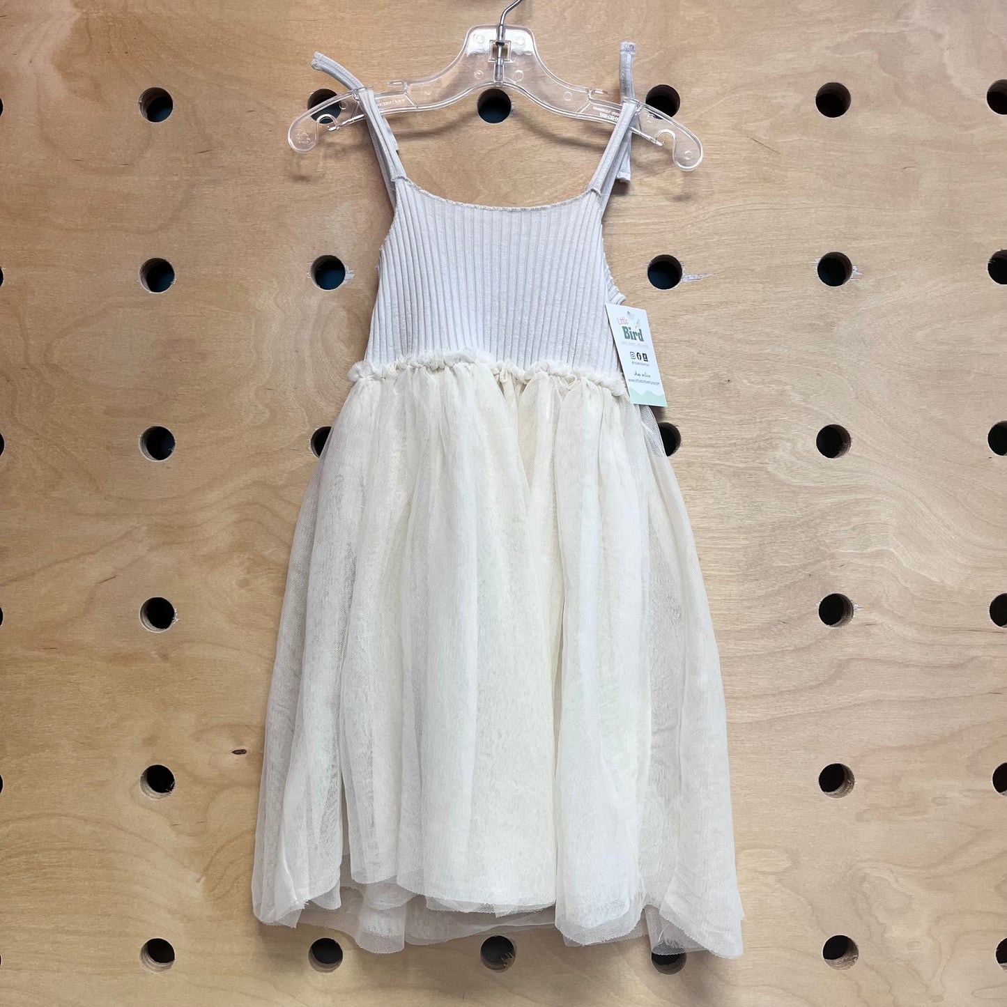 Cream Ribbed Tulle Dress