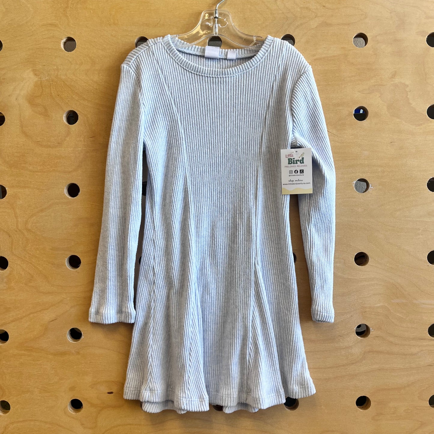 Blue Ribbed LS Dress