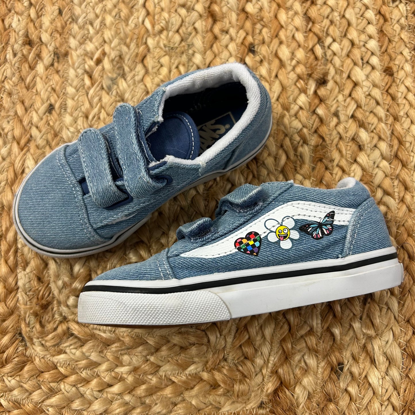 Denim Daisy Velcro Low Tops