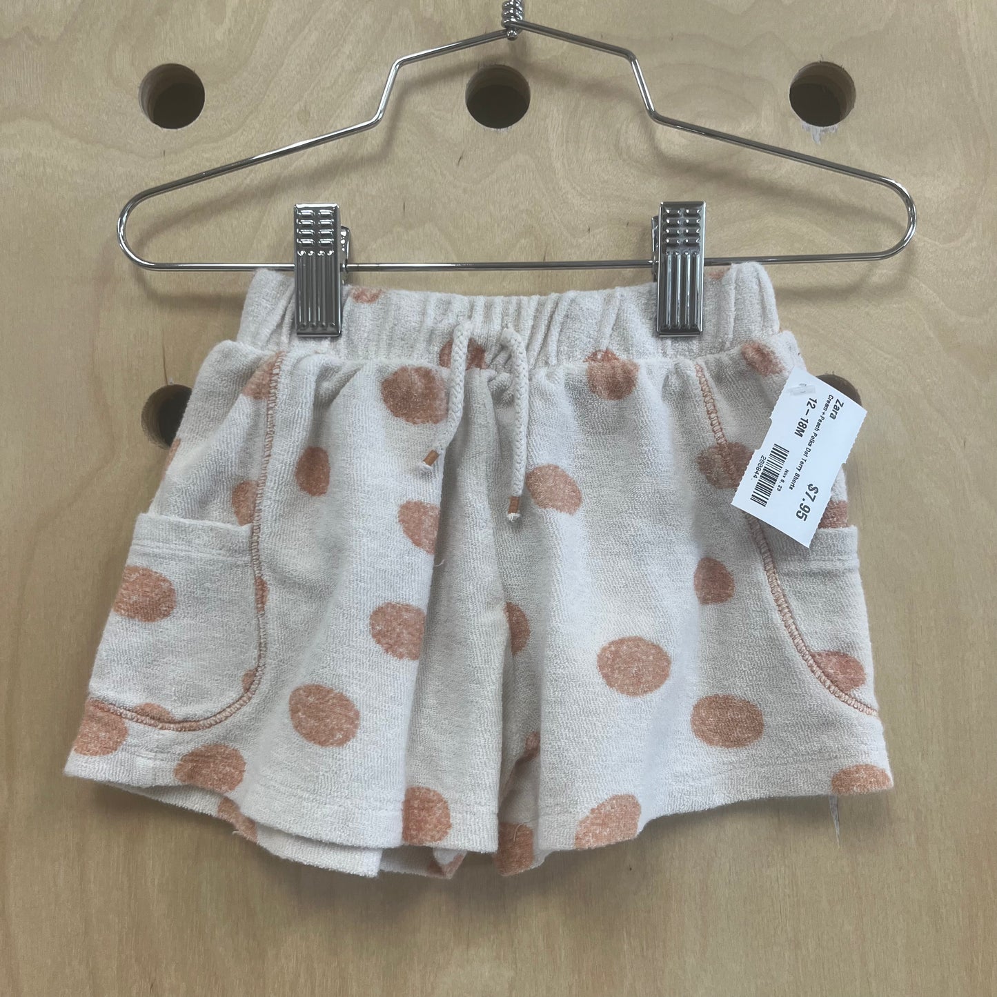 Cream+Peach Polka Dot Terry Shorts