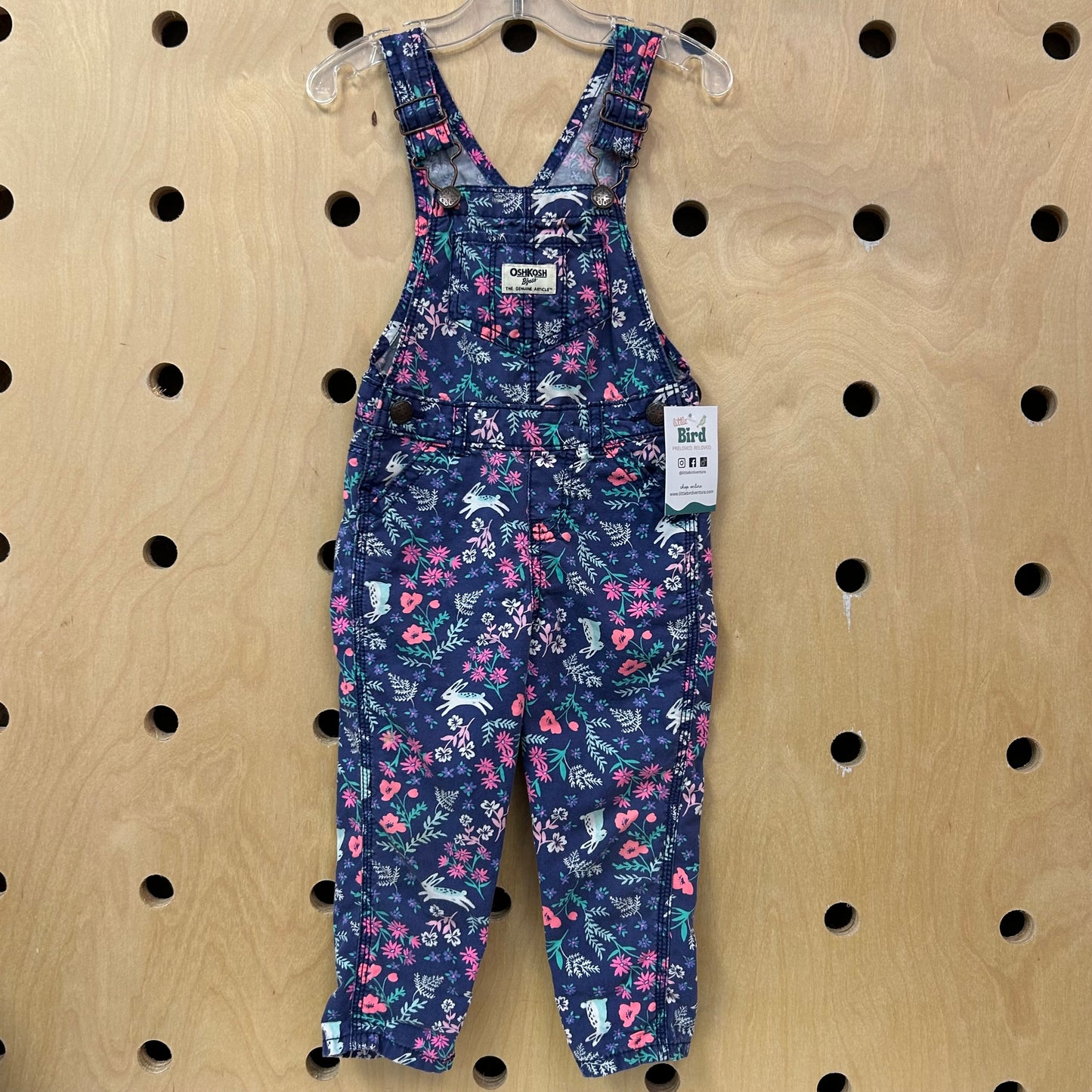 Blue Floral Rabbits Overalls