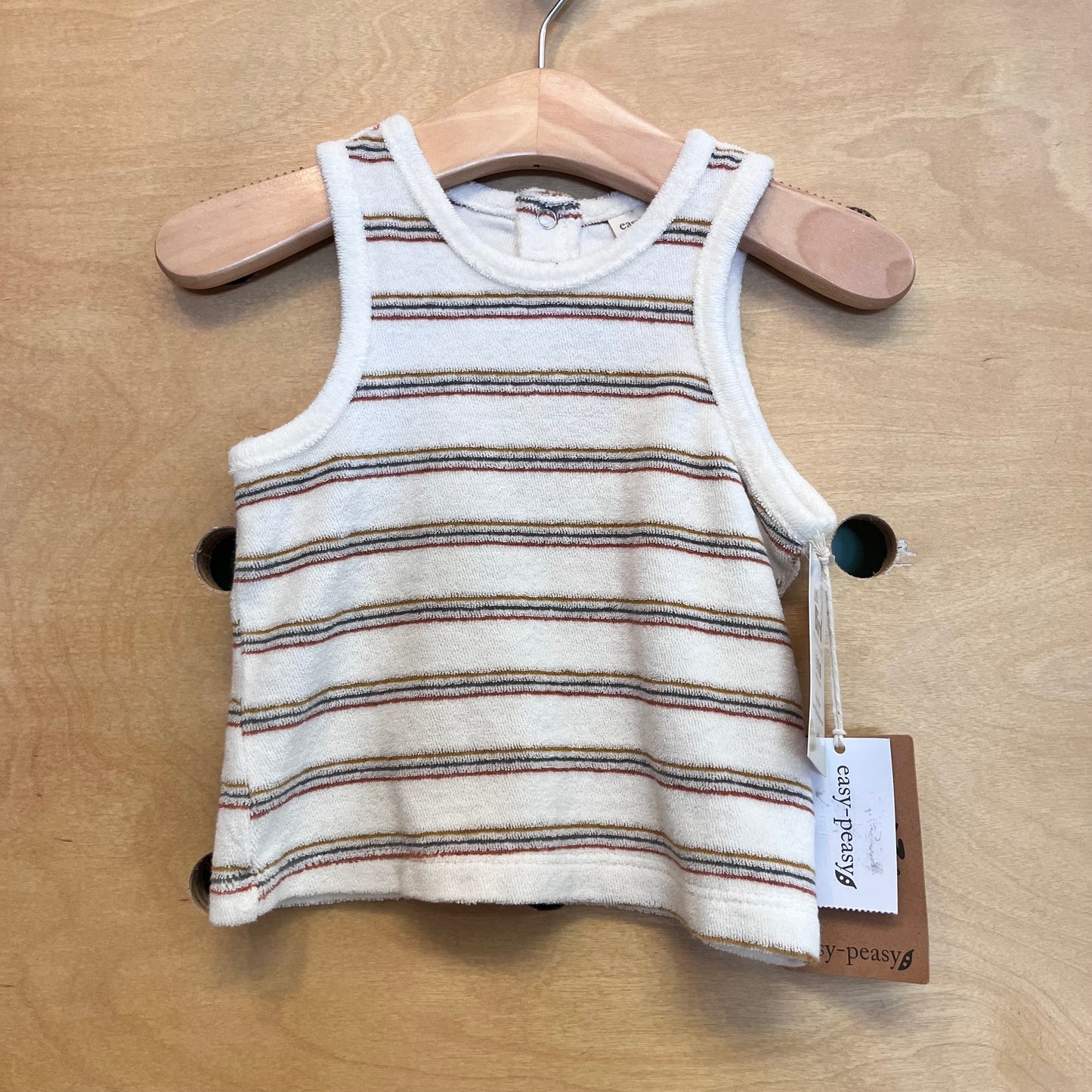 Organic White Striped Terry Tank NEW!