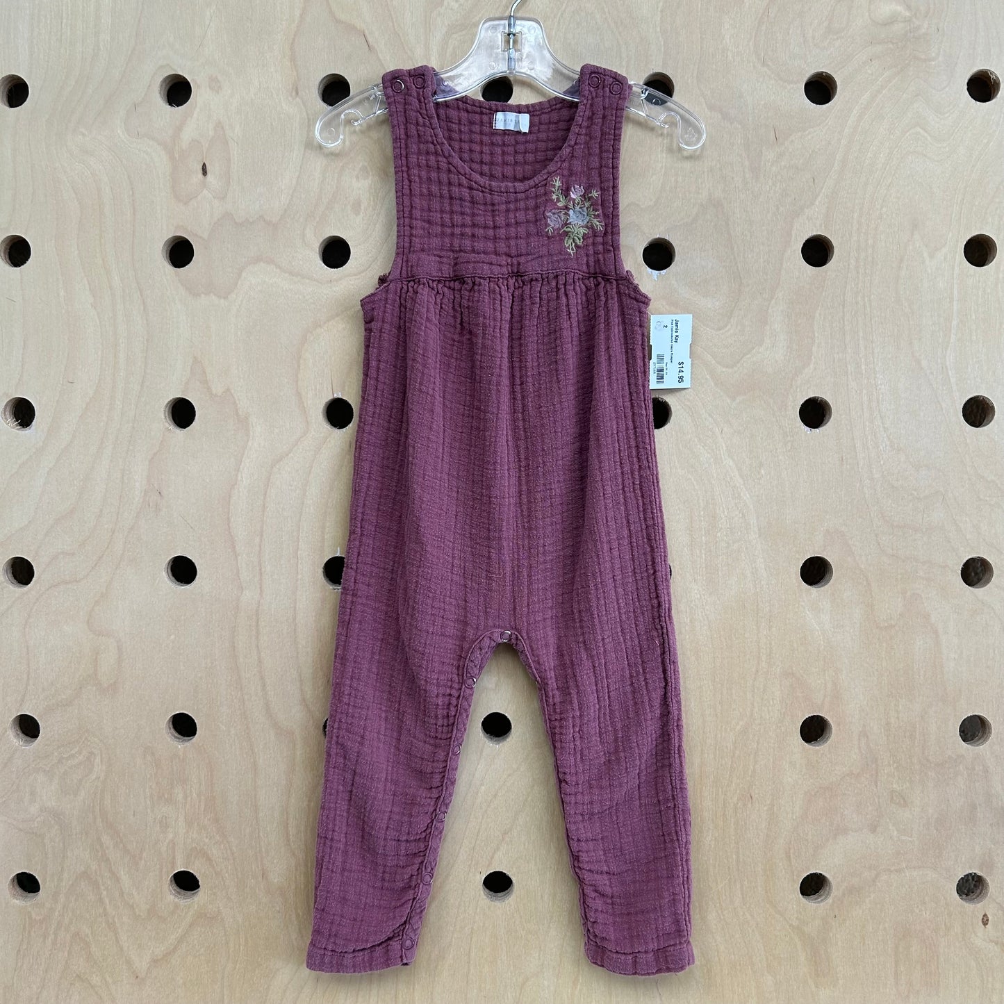 Pink Embroidered Gauze Romper