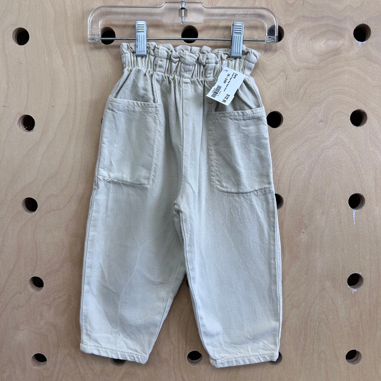 Cream Paper Bag Waist Denim