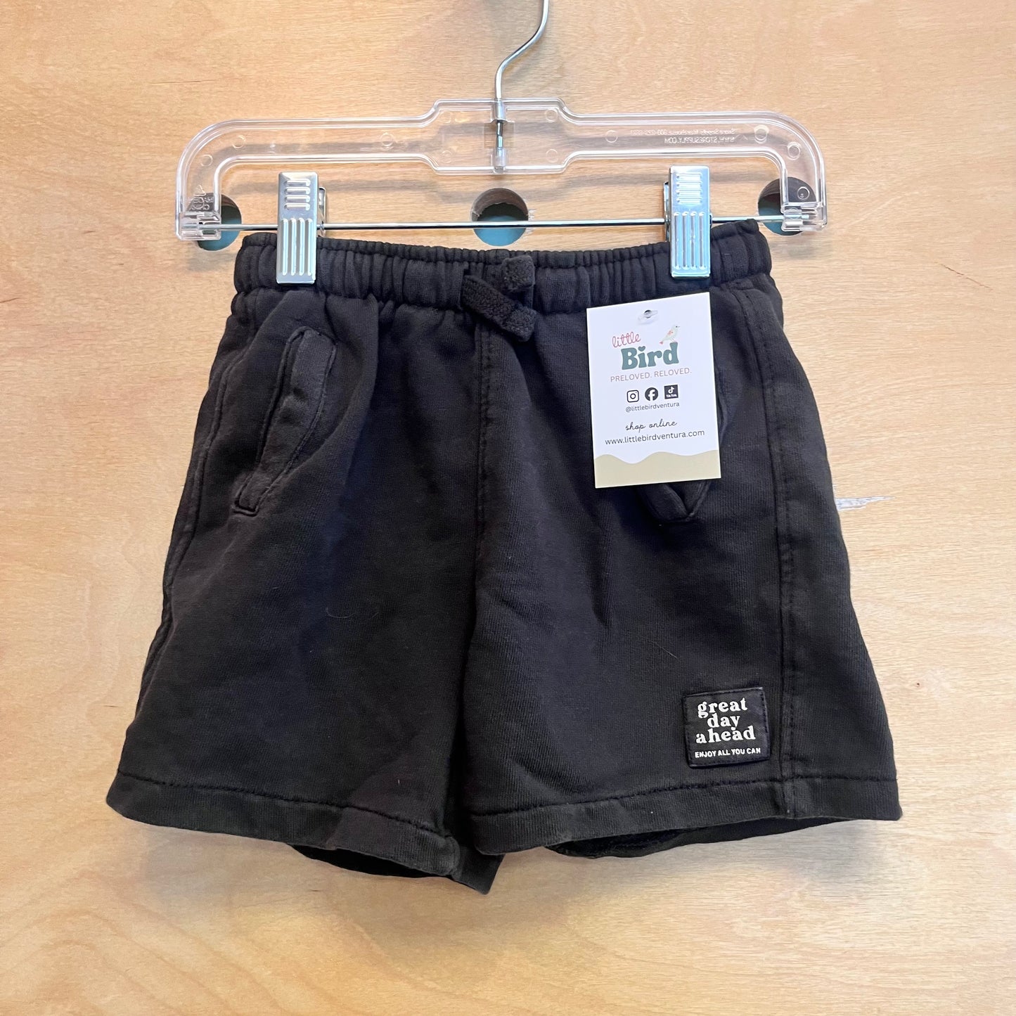Black Drawstring Great Day Shorts