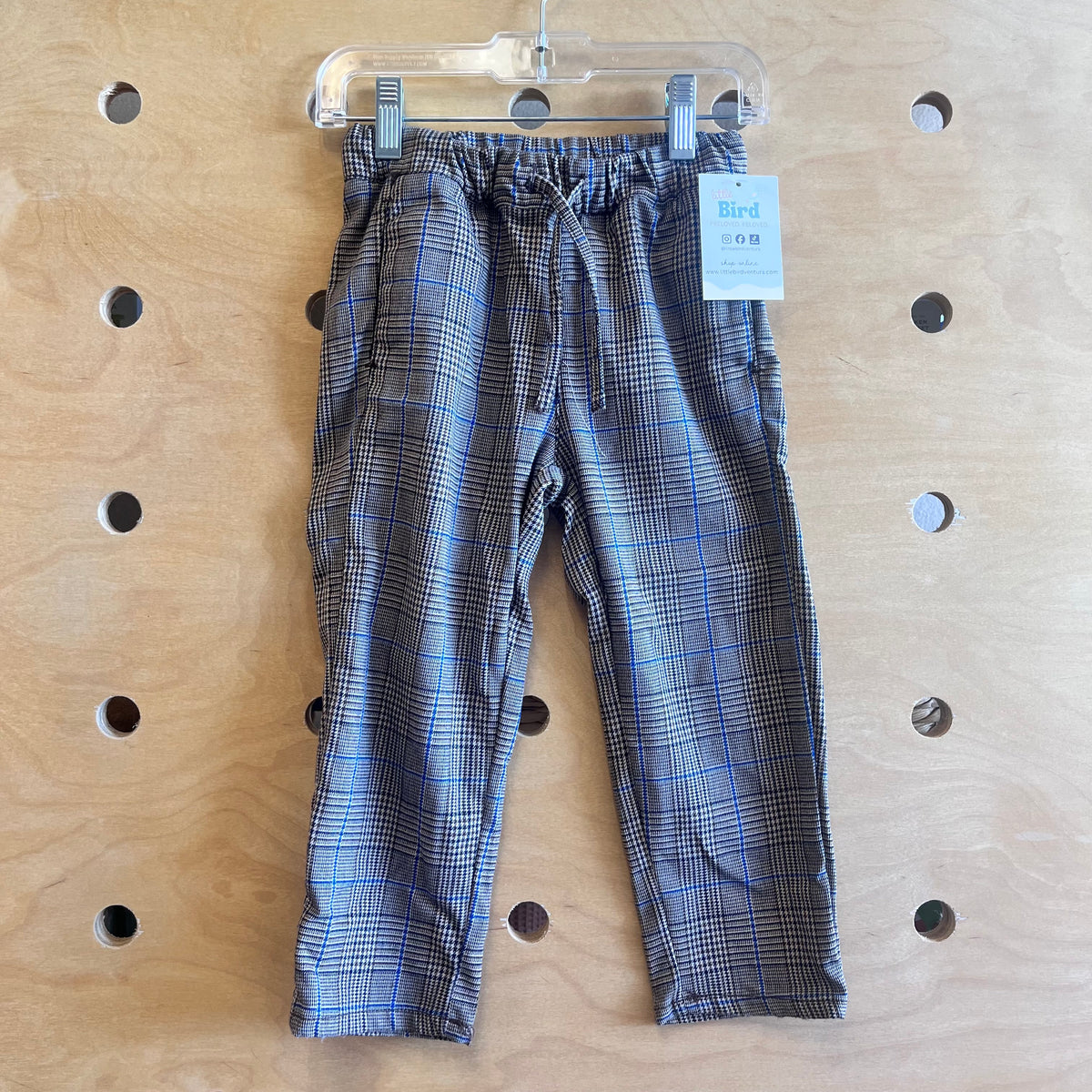 Brown/Blue Plaid Drawstring Pants