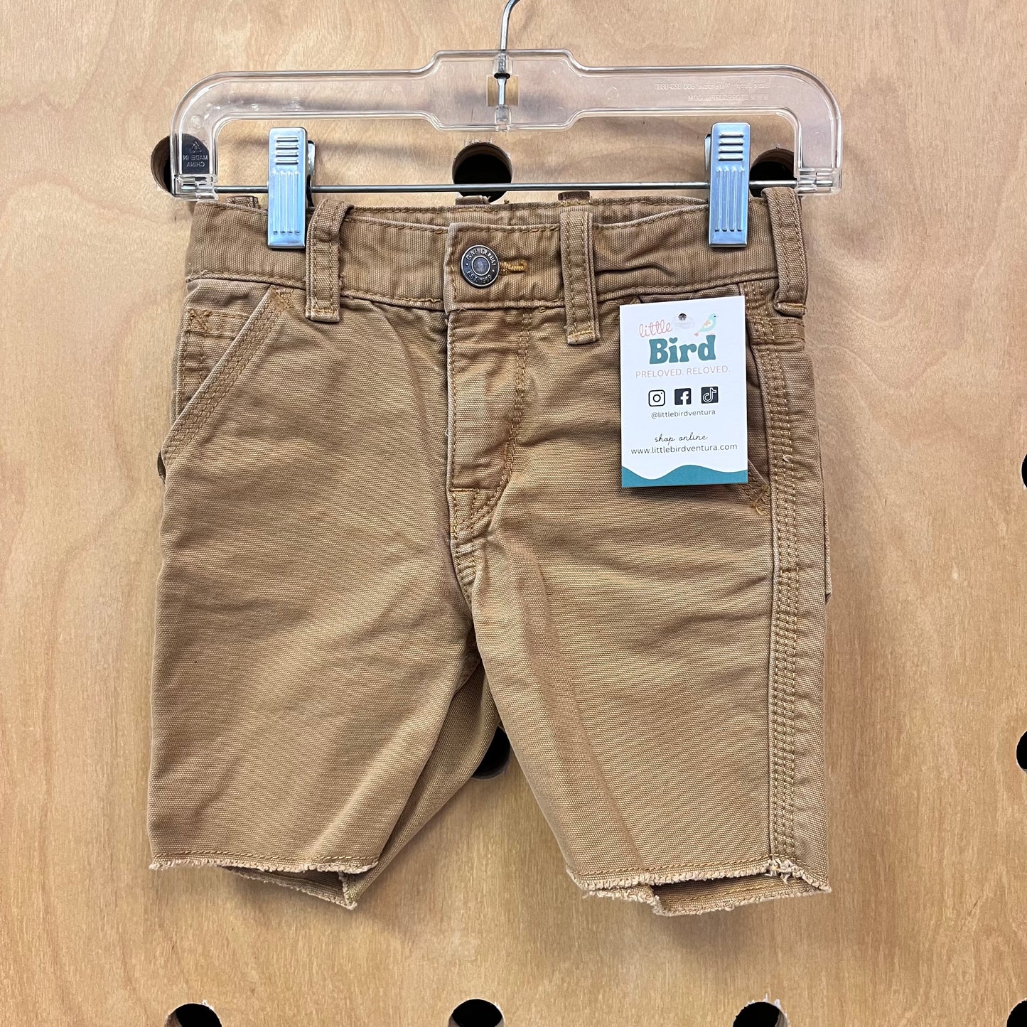 Tan Raw Hem Shorts