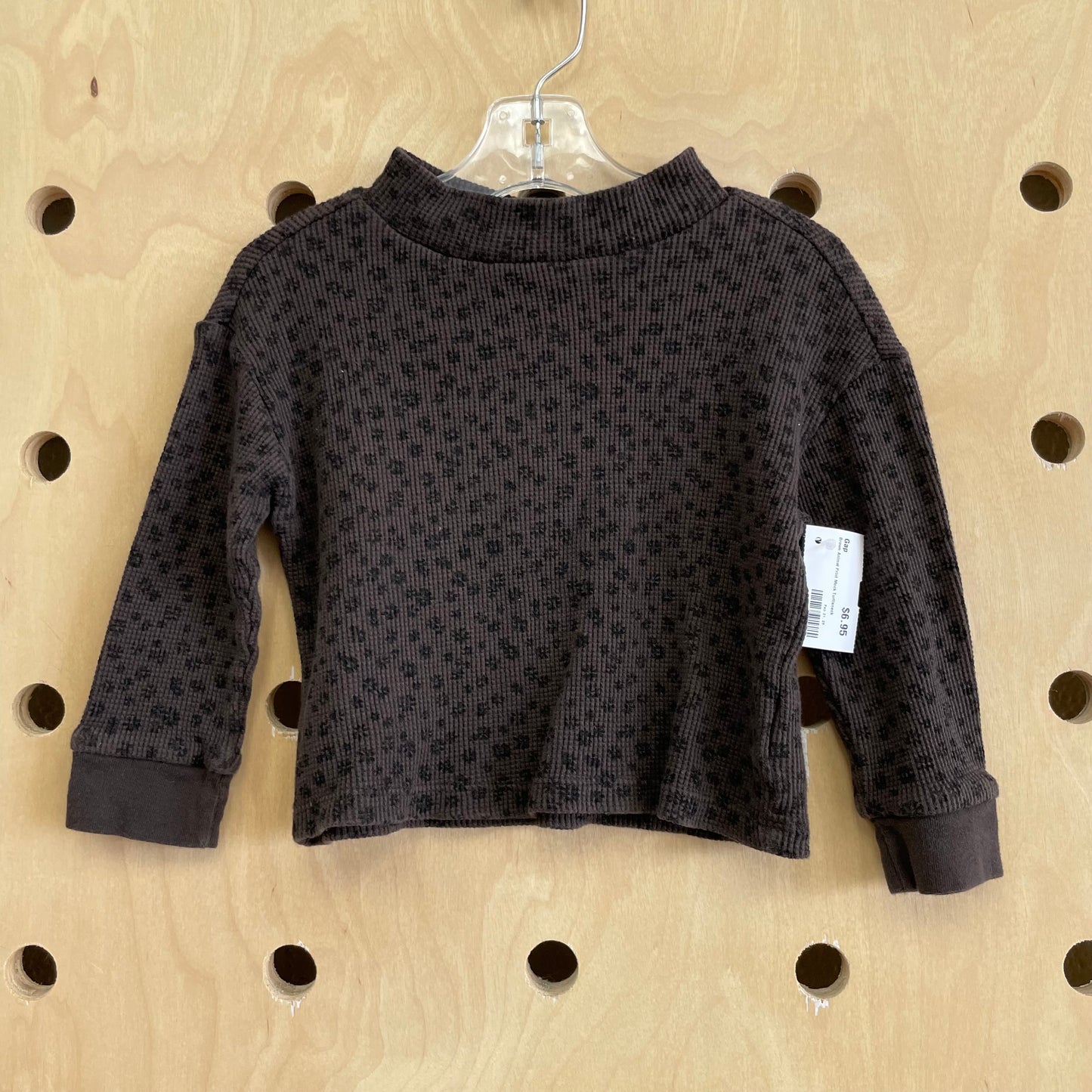 Brown Animal Print Waffle Mock Turtleneck
